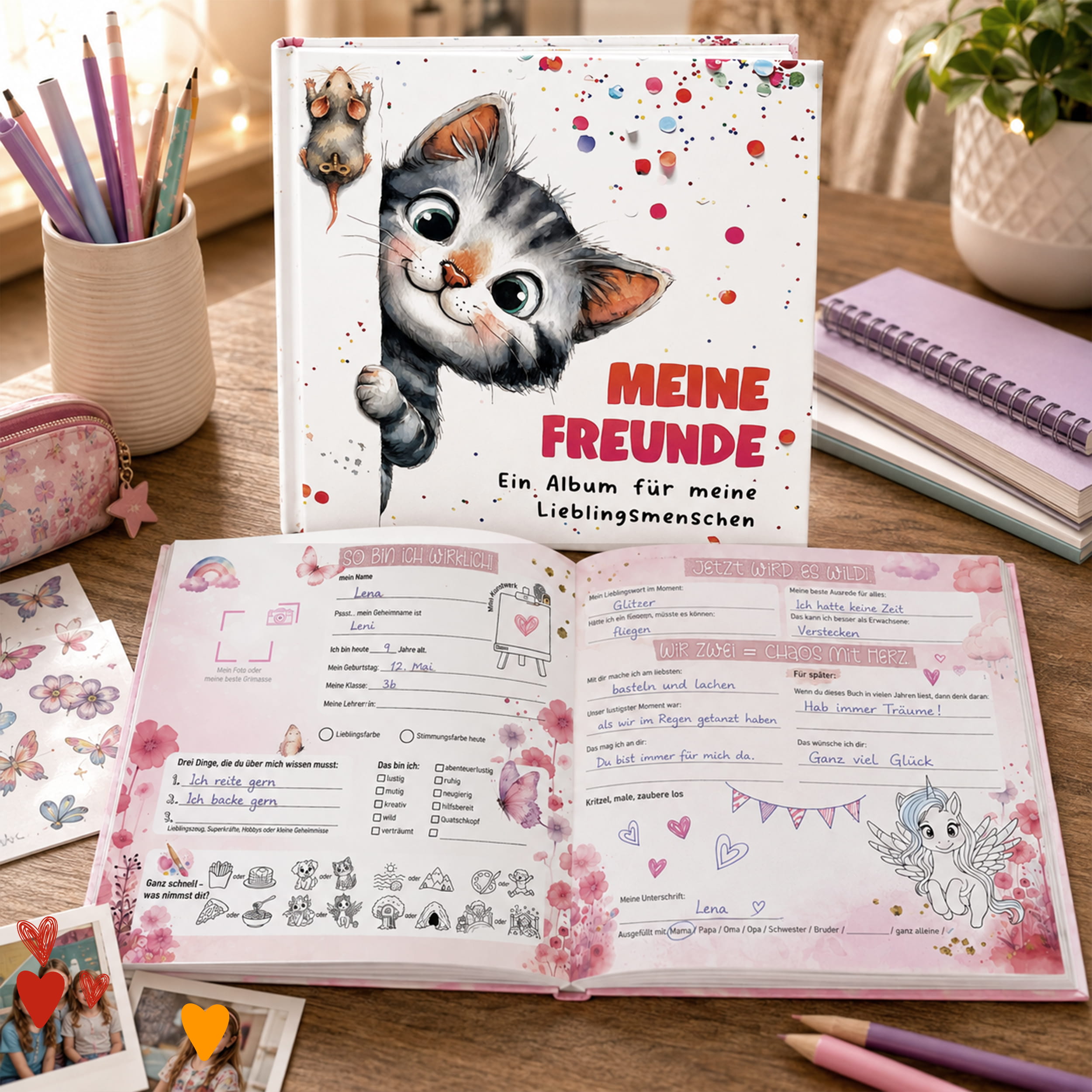 Freundebuch Grundschule Katze – 21 x 21 cm Hardcover