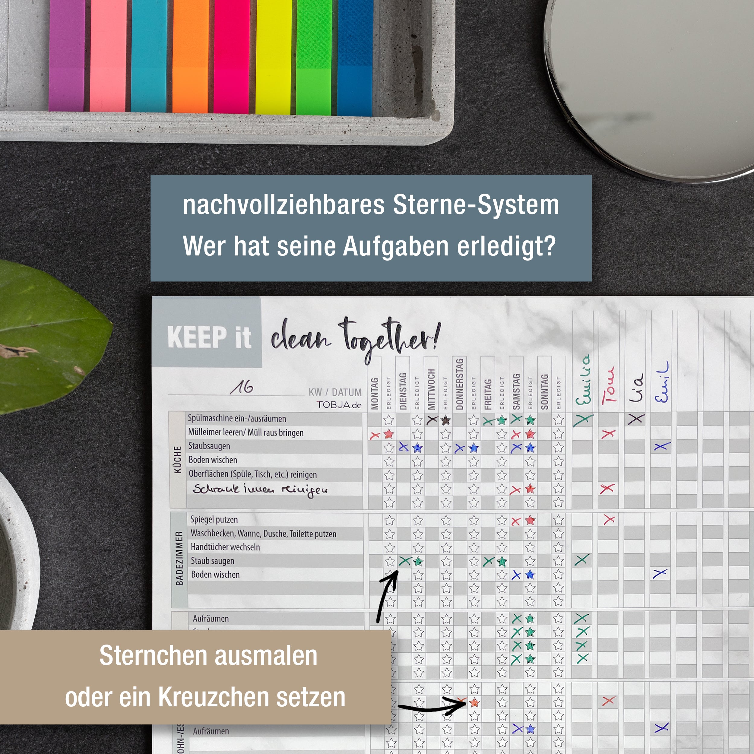 Haushaltsplaner Blatt 4 Stifte