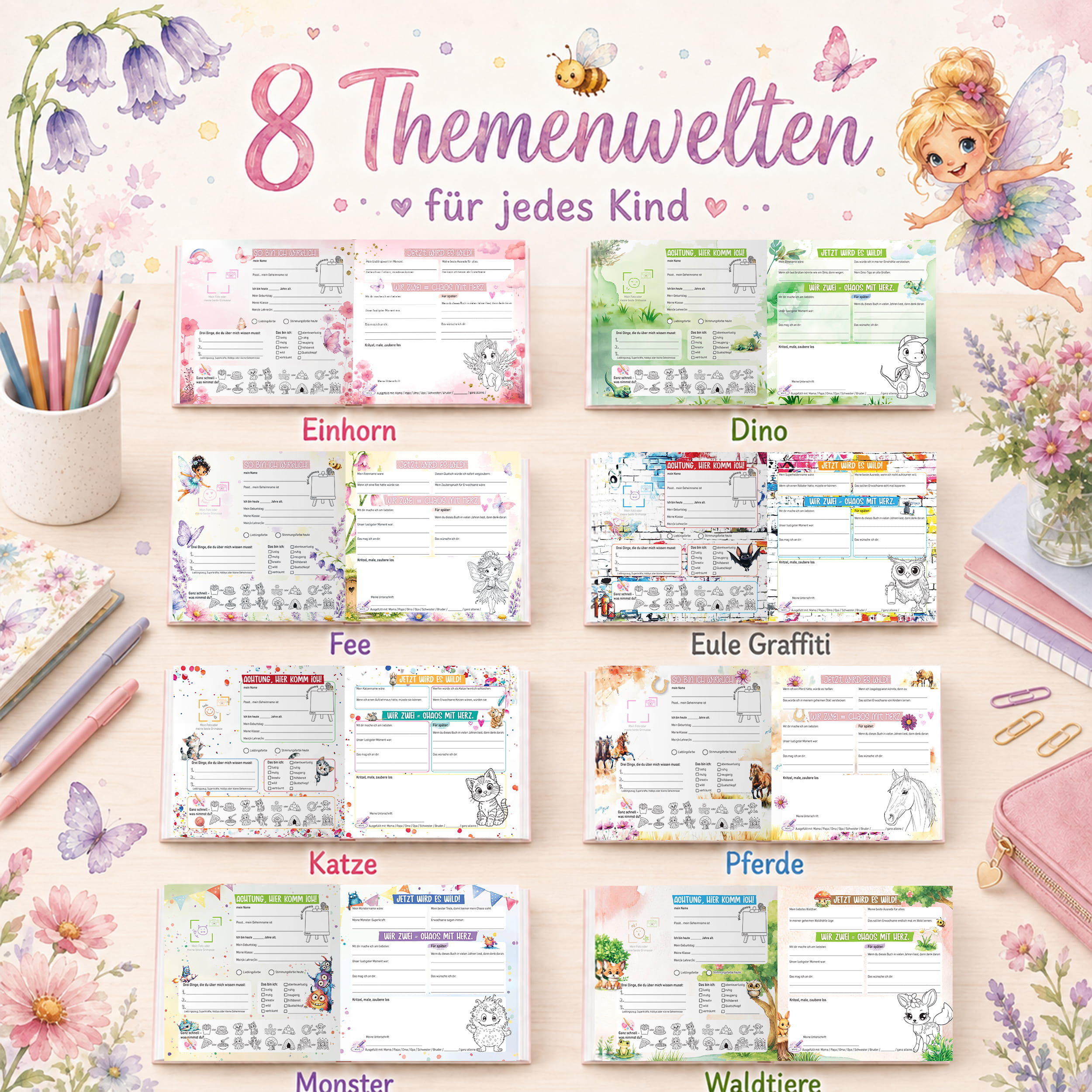 Freundebuch Grundschule Fee – 21 x 21 cm Hardcover