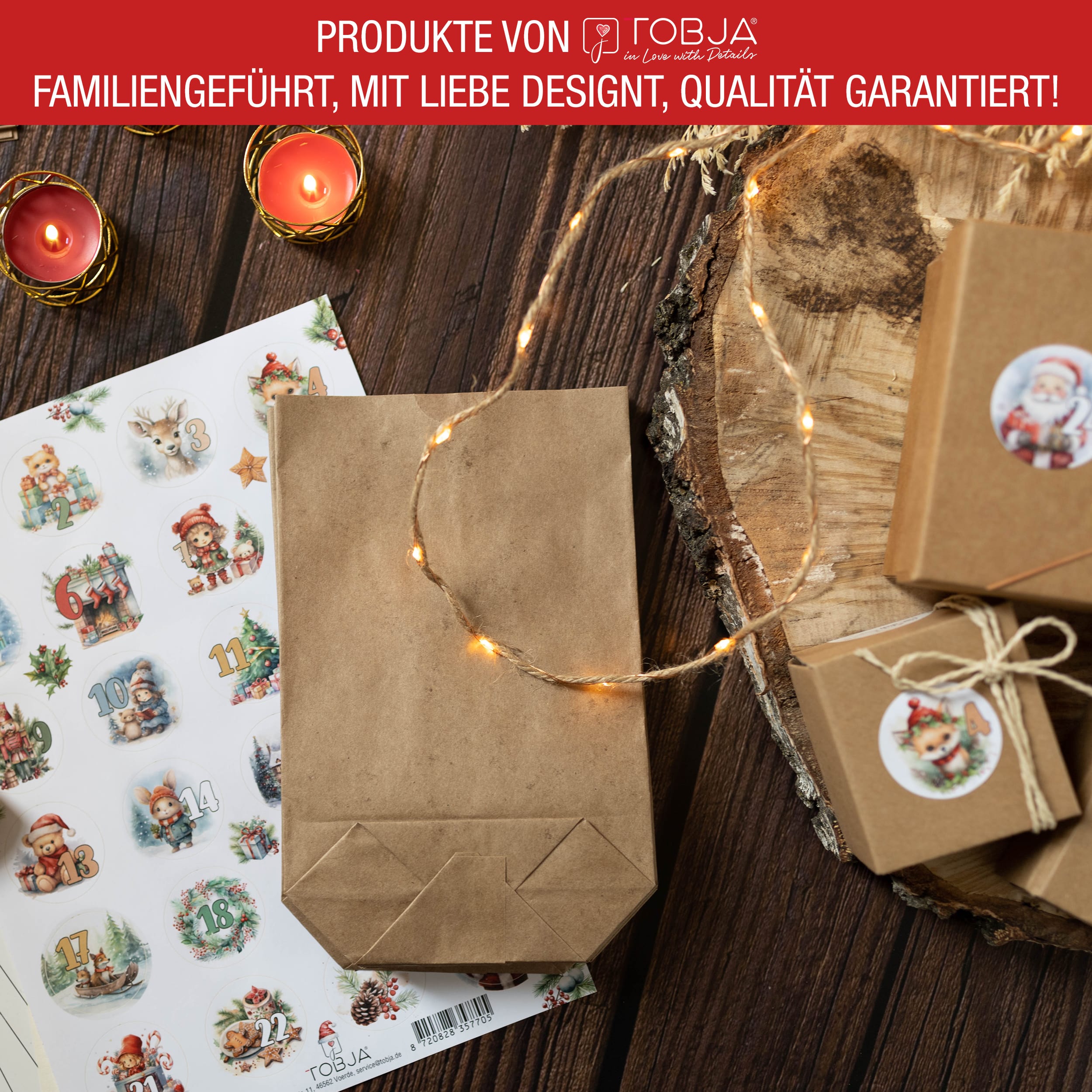 Adventskalender mit 24 Aufkleber bunt