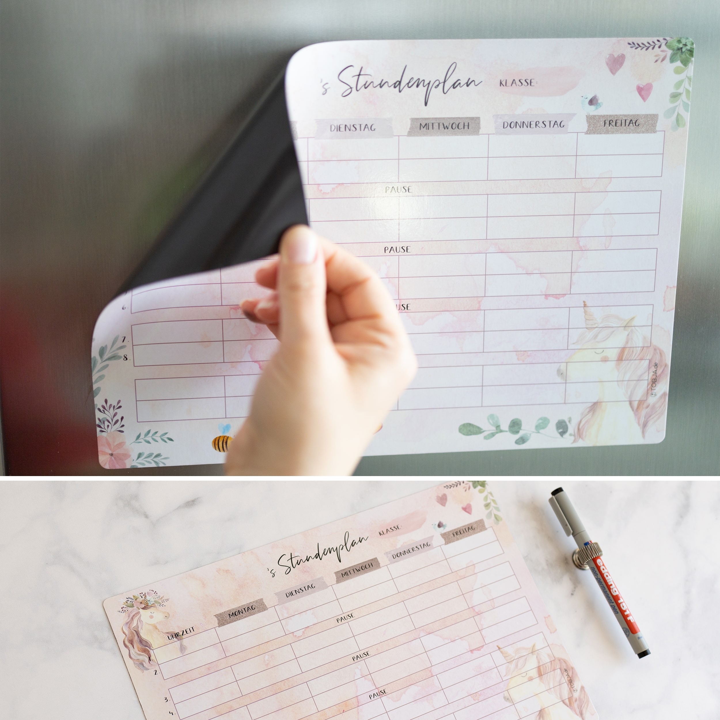 Stundenplan magnetisch "Einhorn"