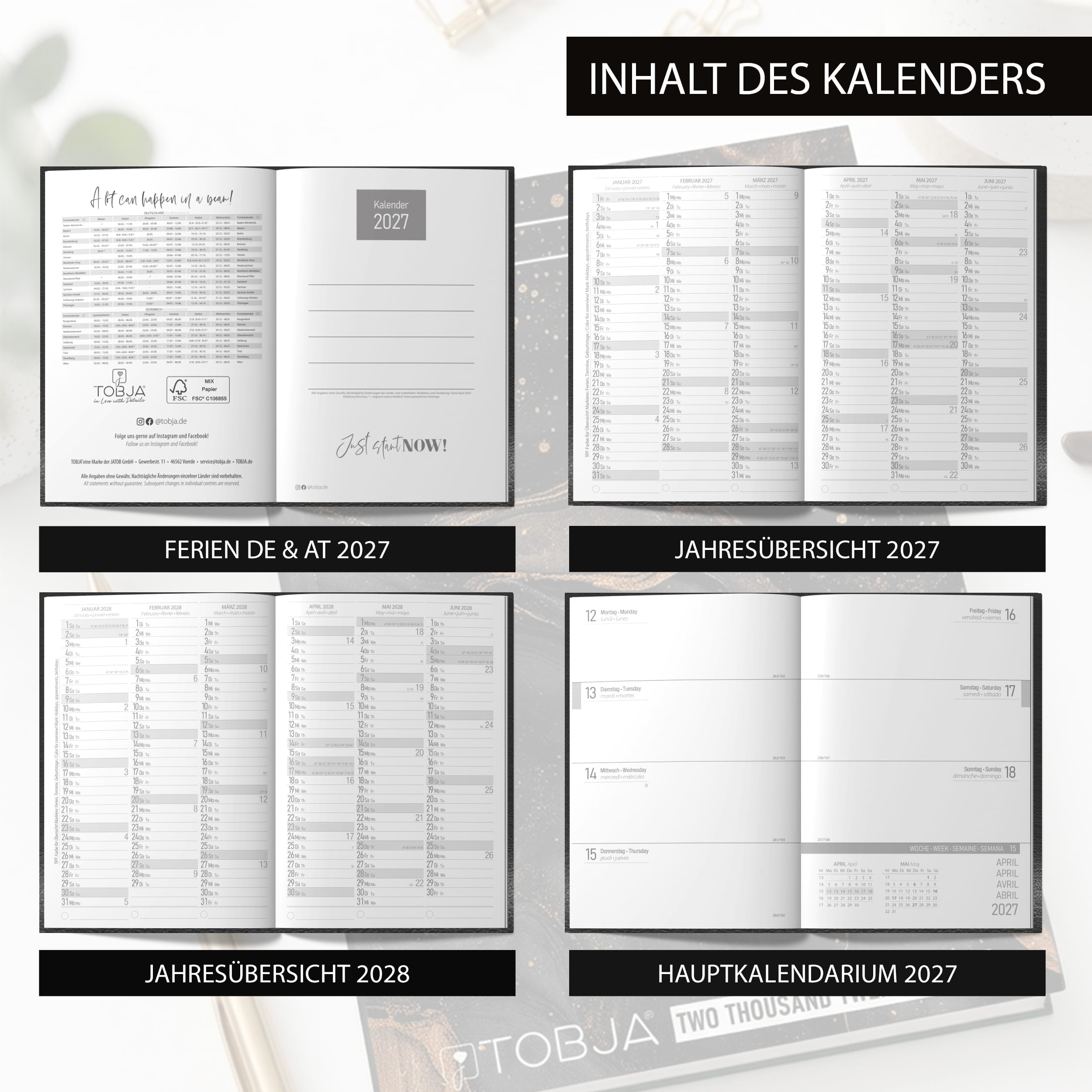 PlanWise Marbel Buchkalender 2027 A5