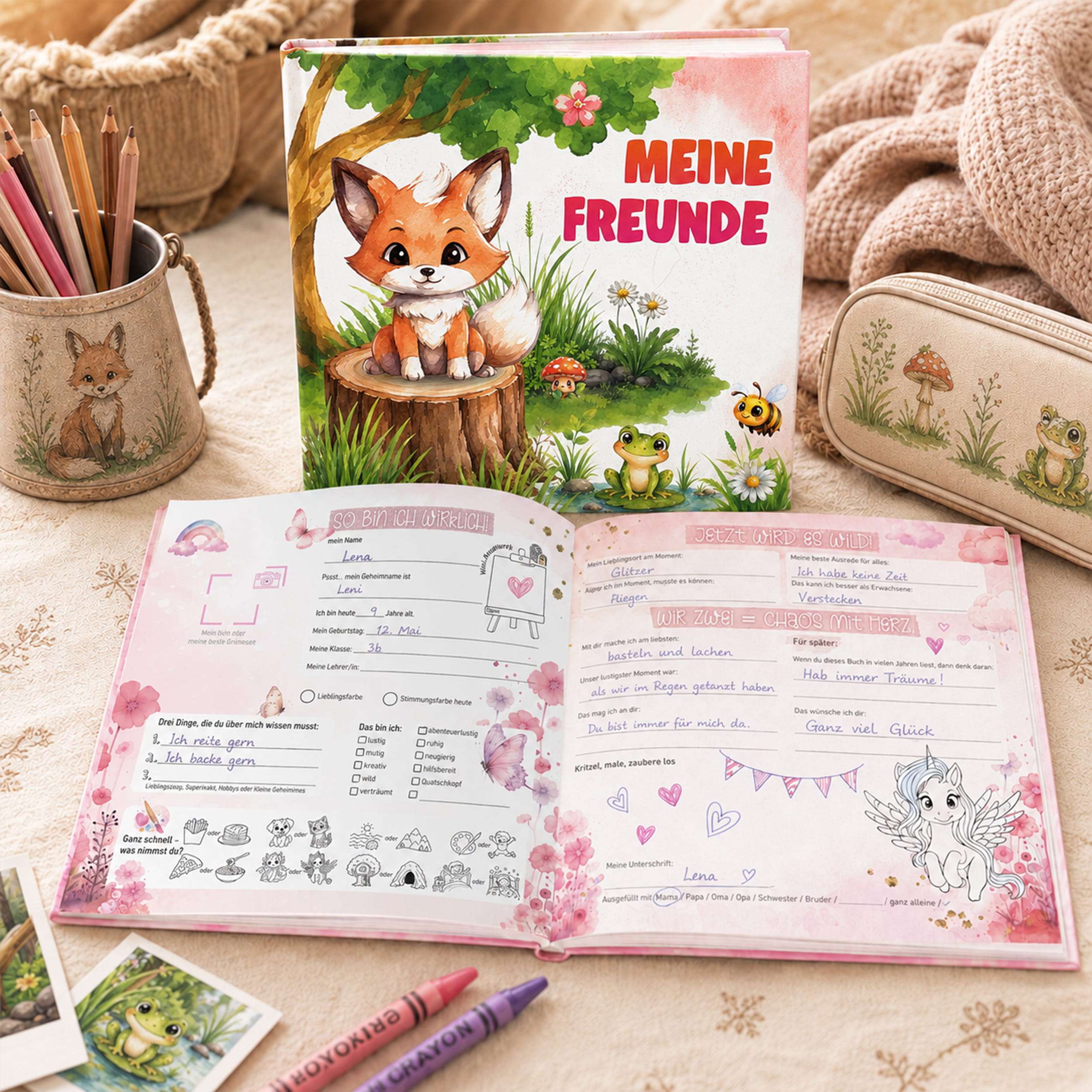 Freundebuch Grundschule Waldtiere – 21 x 21 cm Hardcover