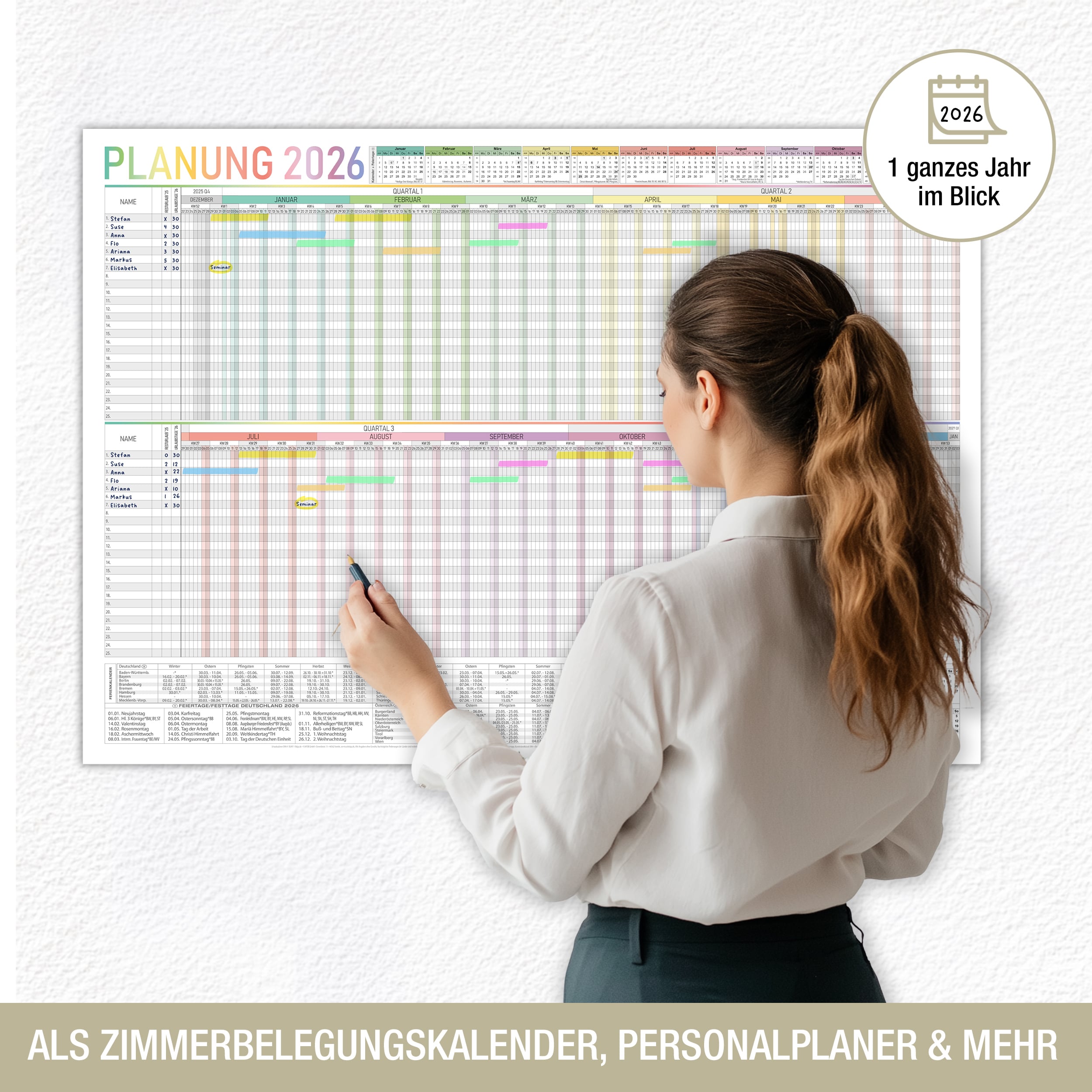 Urlaubsplaner 2026 DIN A1 bunt Urlaubsplaner 2026 DIN A1 bunt