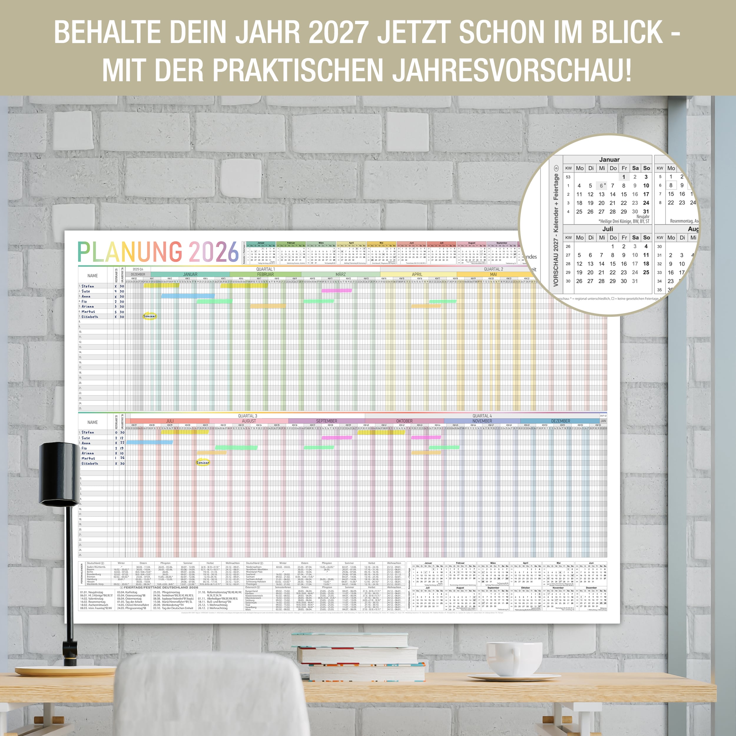 Urlaubsplaner 2026 DIN A1 bunt Urlaubsplaner 2026 DIN A1 bunt