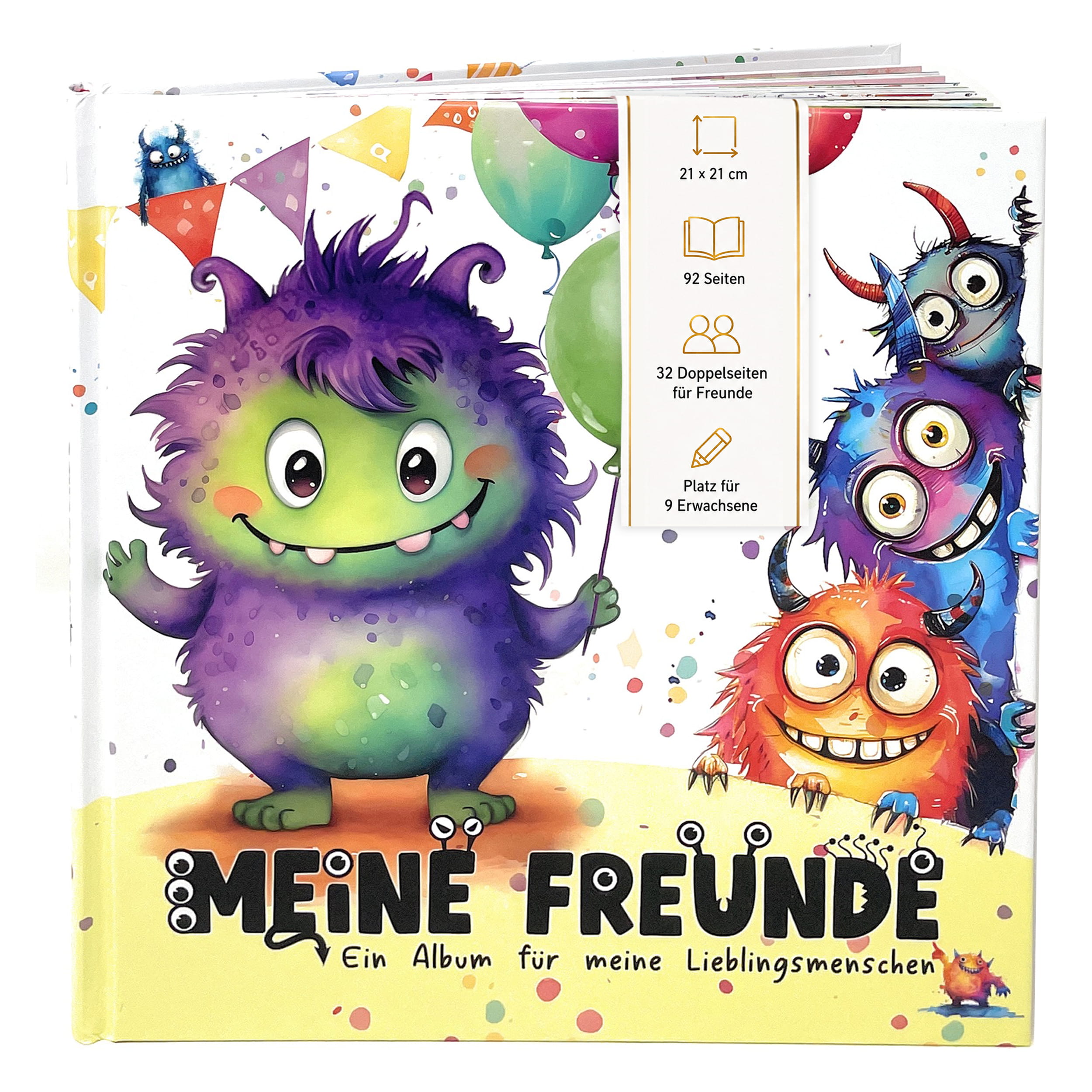 Freundebuch Grundschule Monster – 21 x 21 cm Hardcover