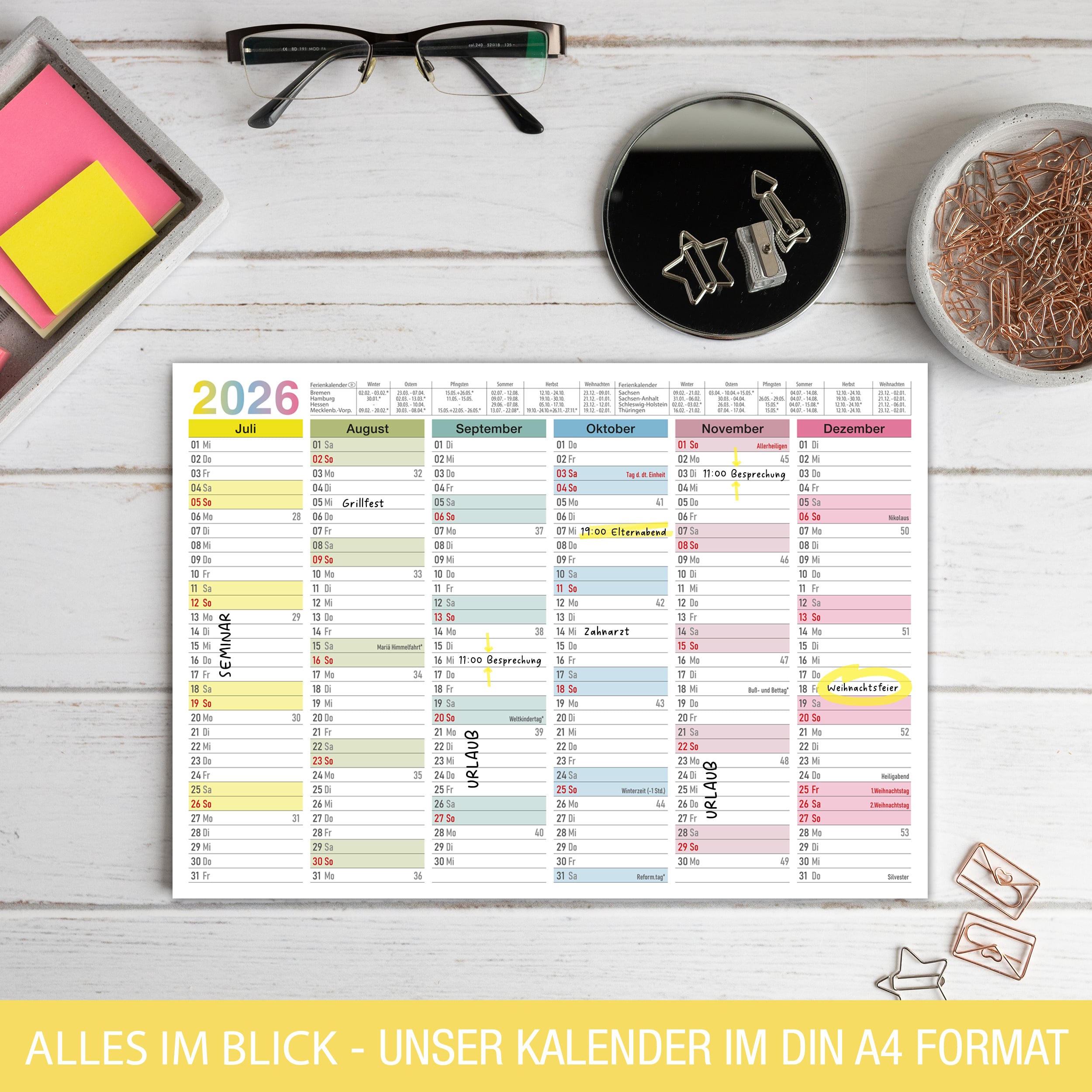 Tafelkalender 2026 "bunt"