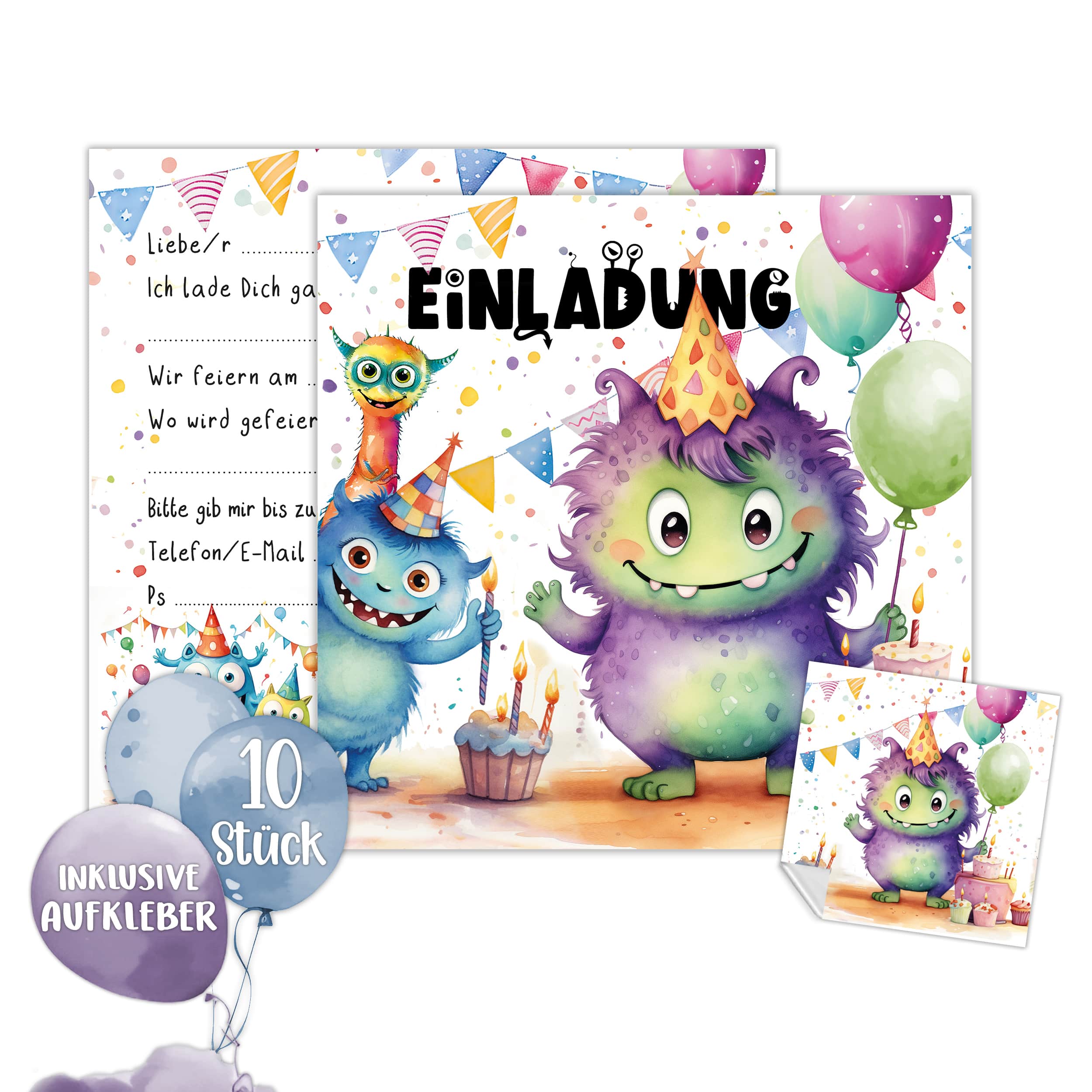 XXL Monster Einladungskarten für Kindergeburtstag XXL Monster Einladungskarten für Kindergeburtstag