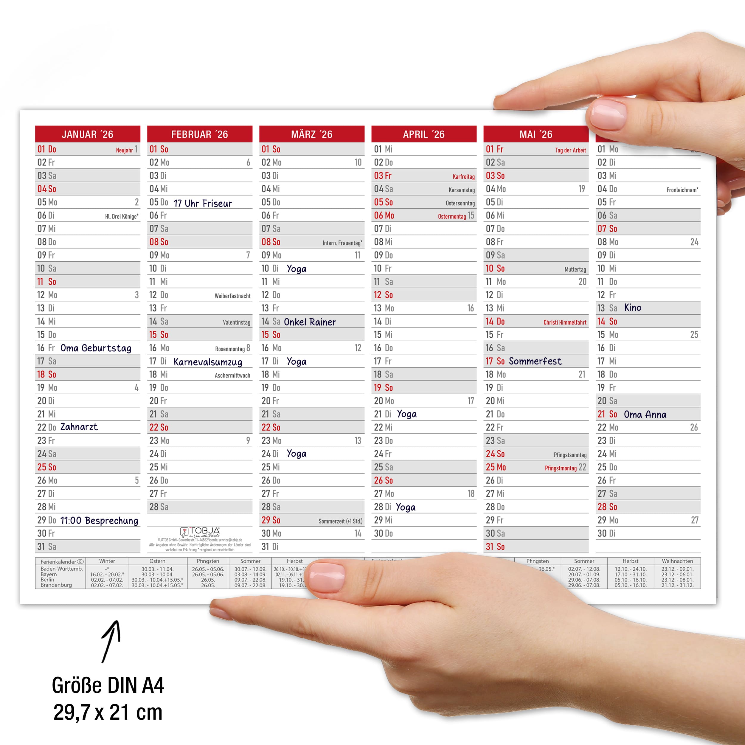 Tafelkalender 2026 "rot"