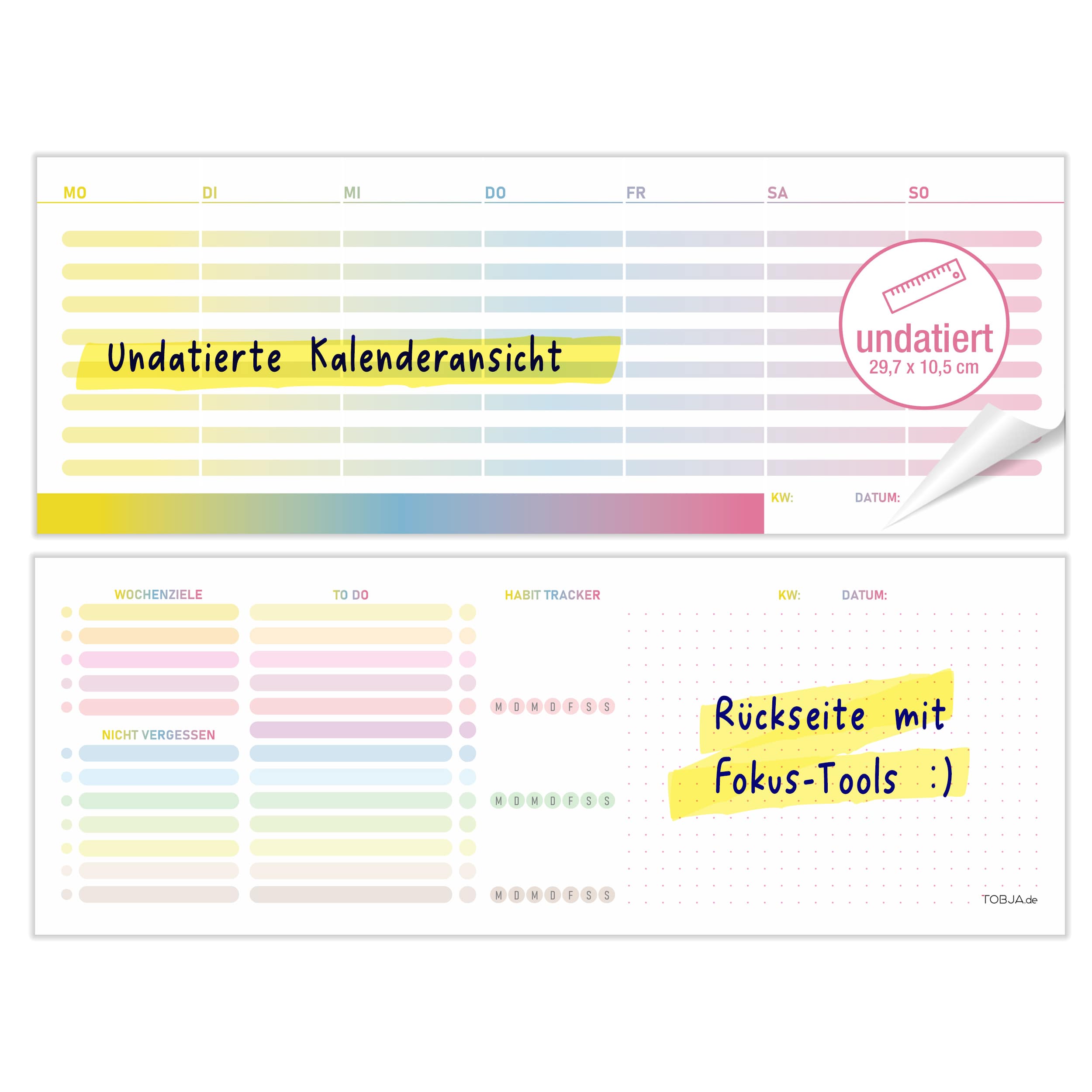 Bunter Wochen-Tischkalender Block – 53 Seiten