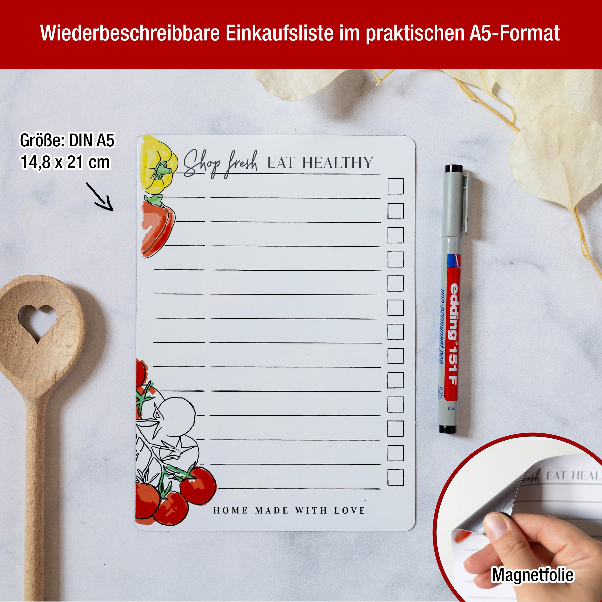 A5 Einkaufsliste magnetisch A5 Einkaufsliste magnetisch