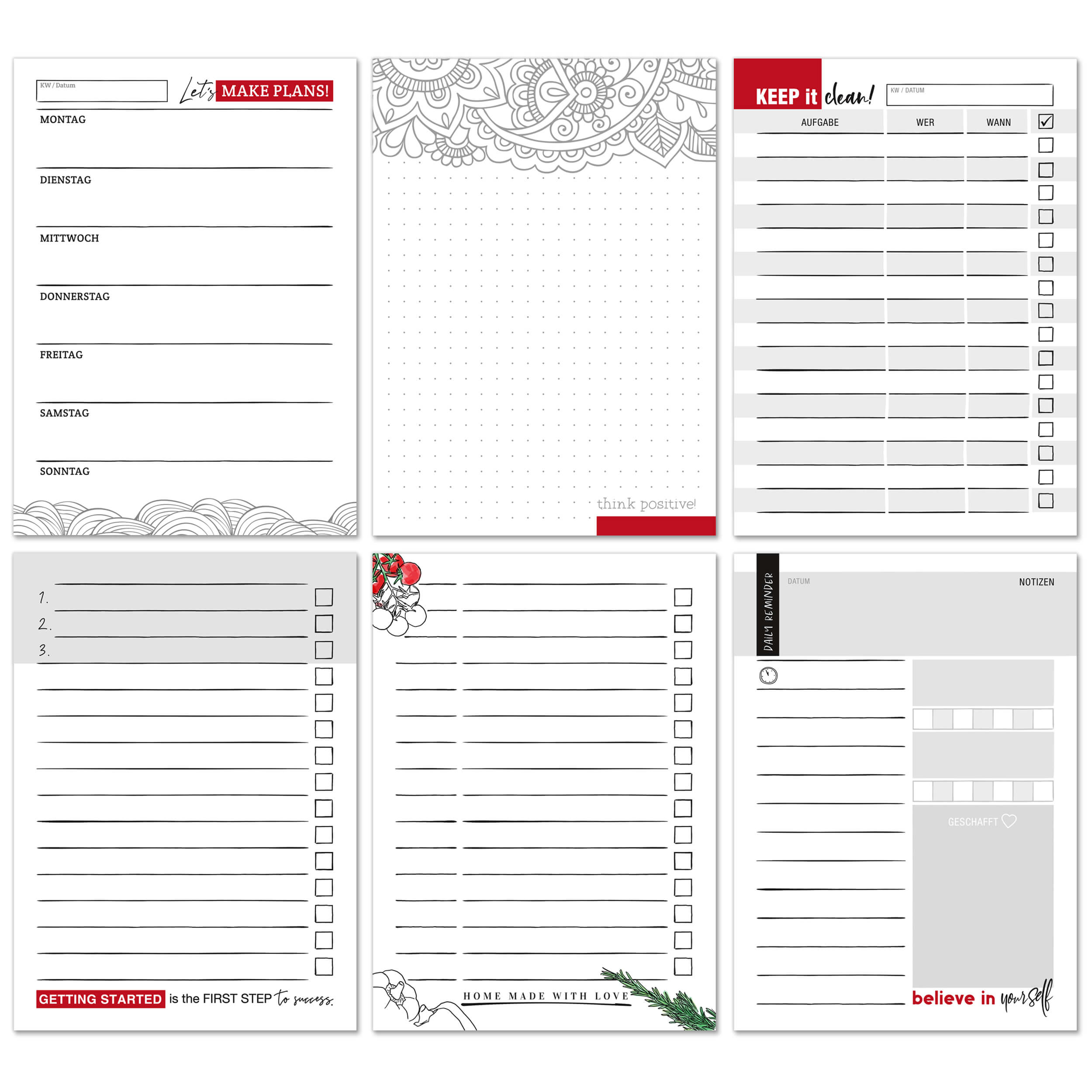 Notizblöcke A6 6er Set "planning"