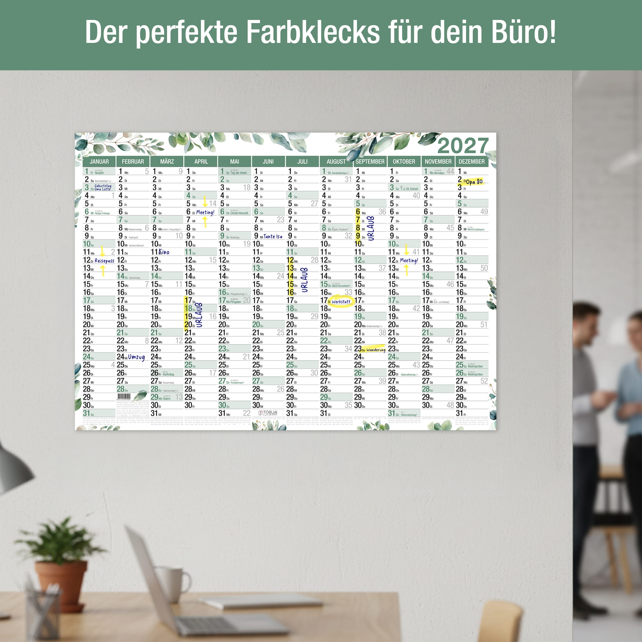 Wandkalender 2027 A1 Eukalyptus