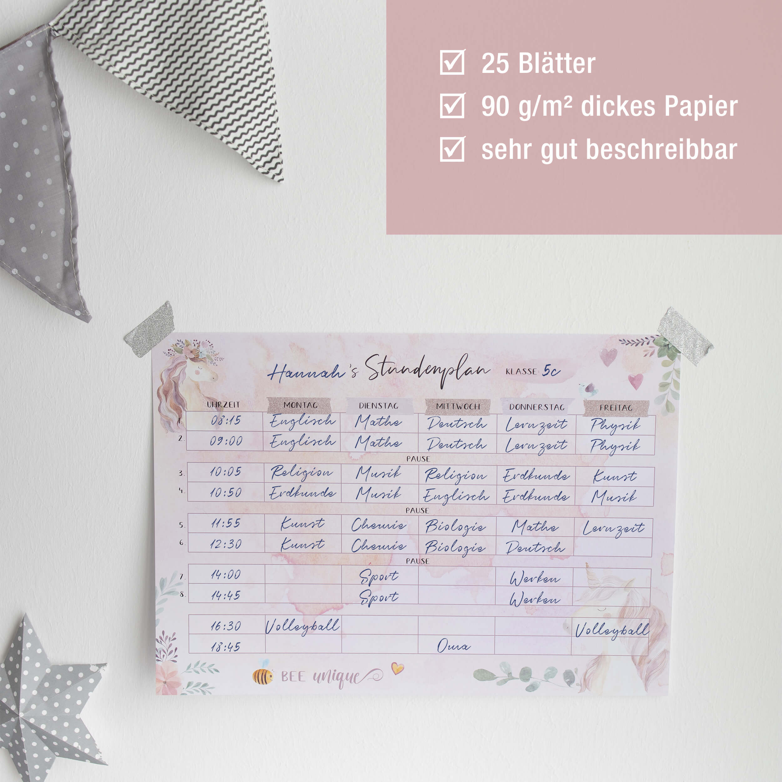 Stundenplan Block "Einhorn"