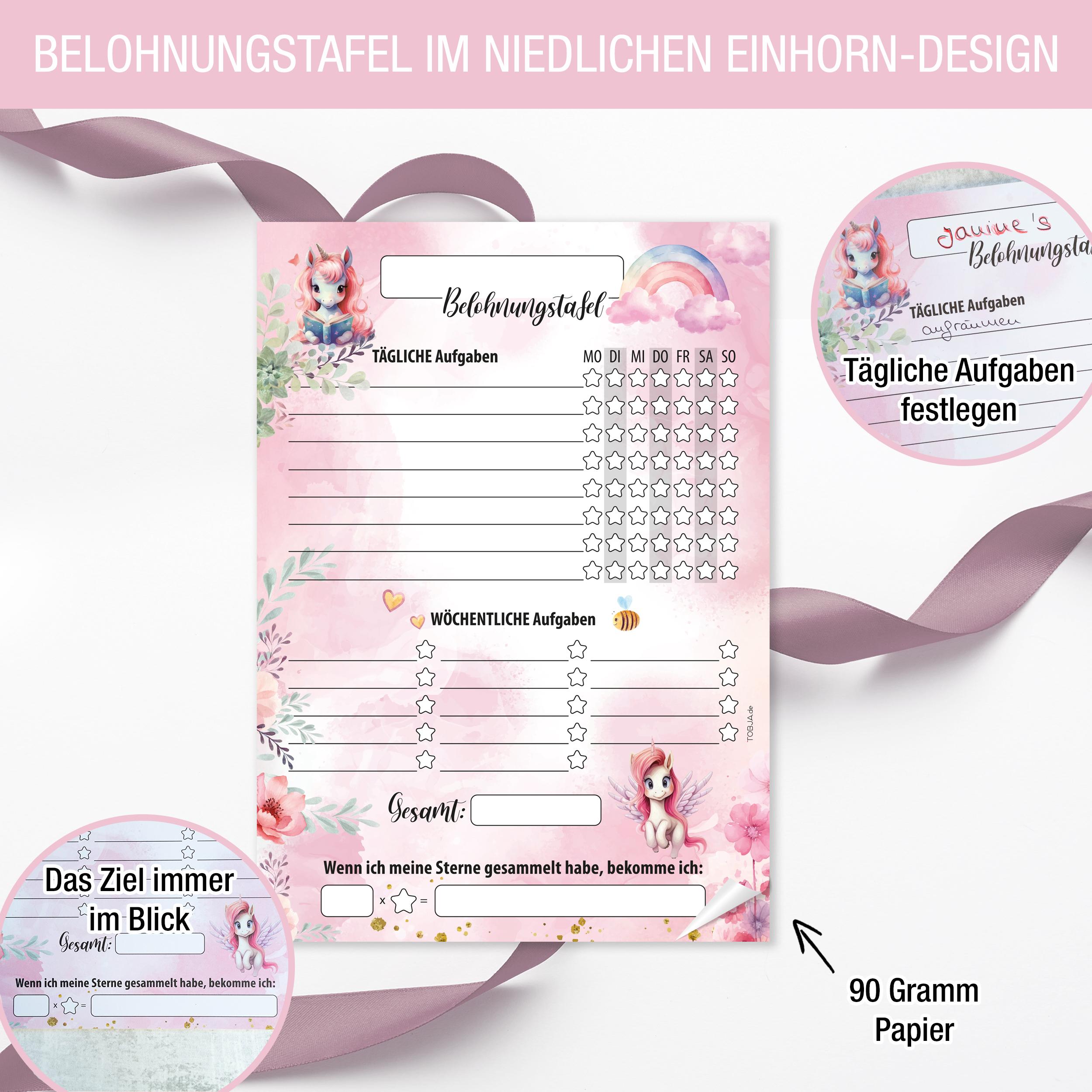 Belohnungstafel Kinder 25 Blatt Einhorn Belohnungstafel Kinder 25 Blatt Einhorn