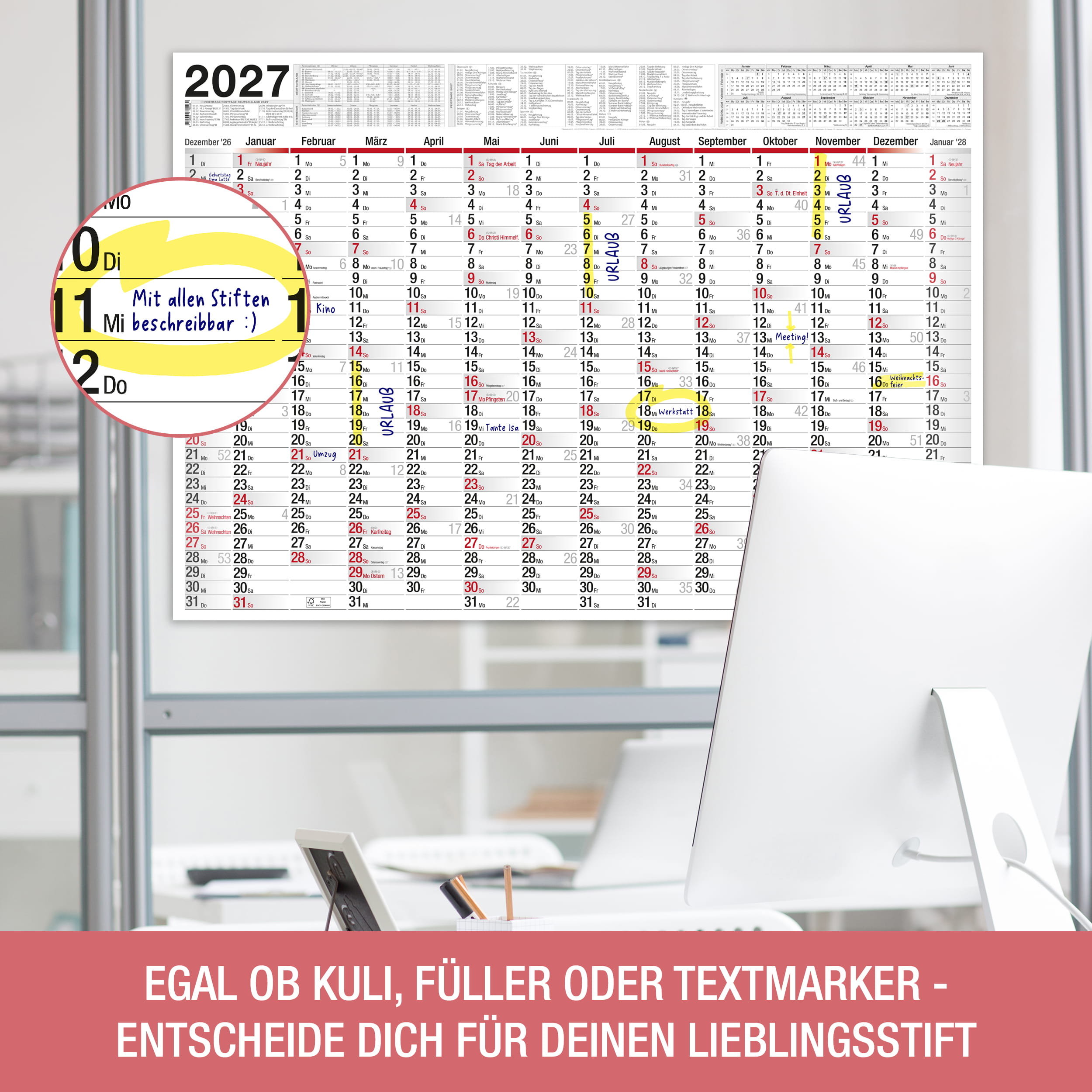 XXL Wandkalender 2026 2x Kalender gerollt