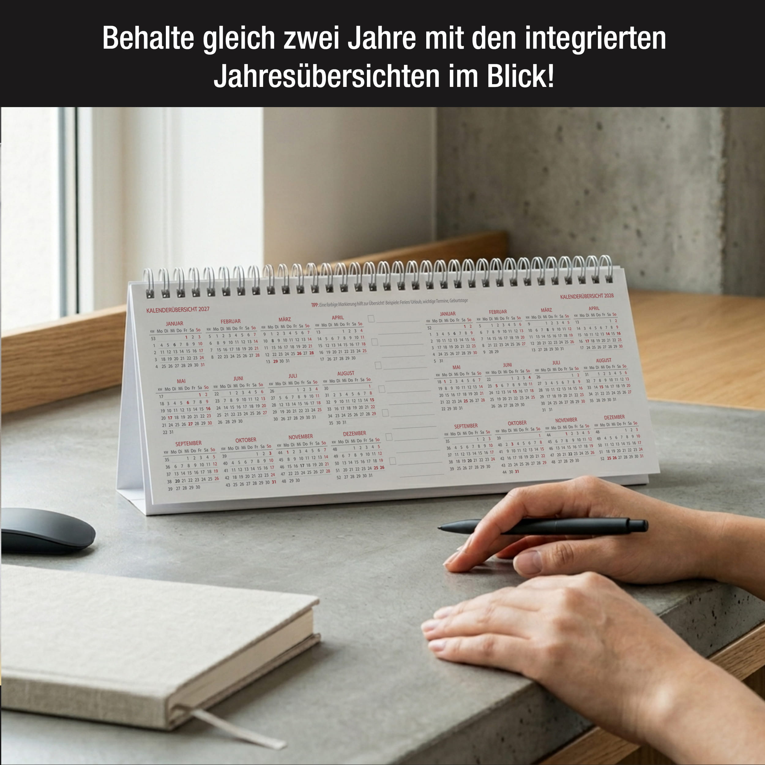 Tischkalender 2027 Emerald Marble