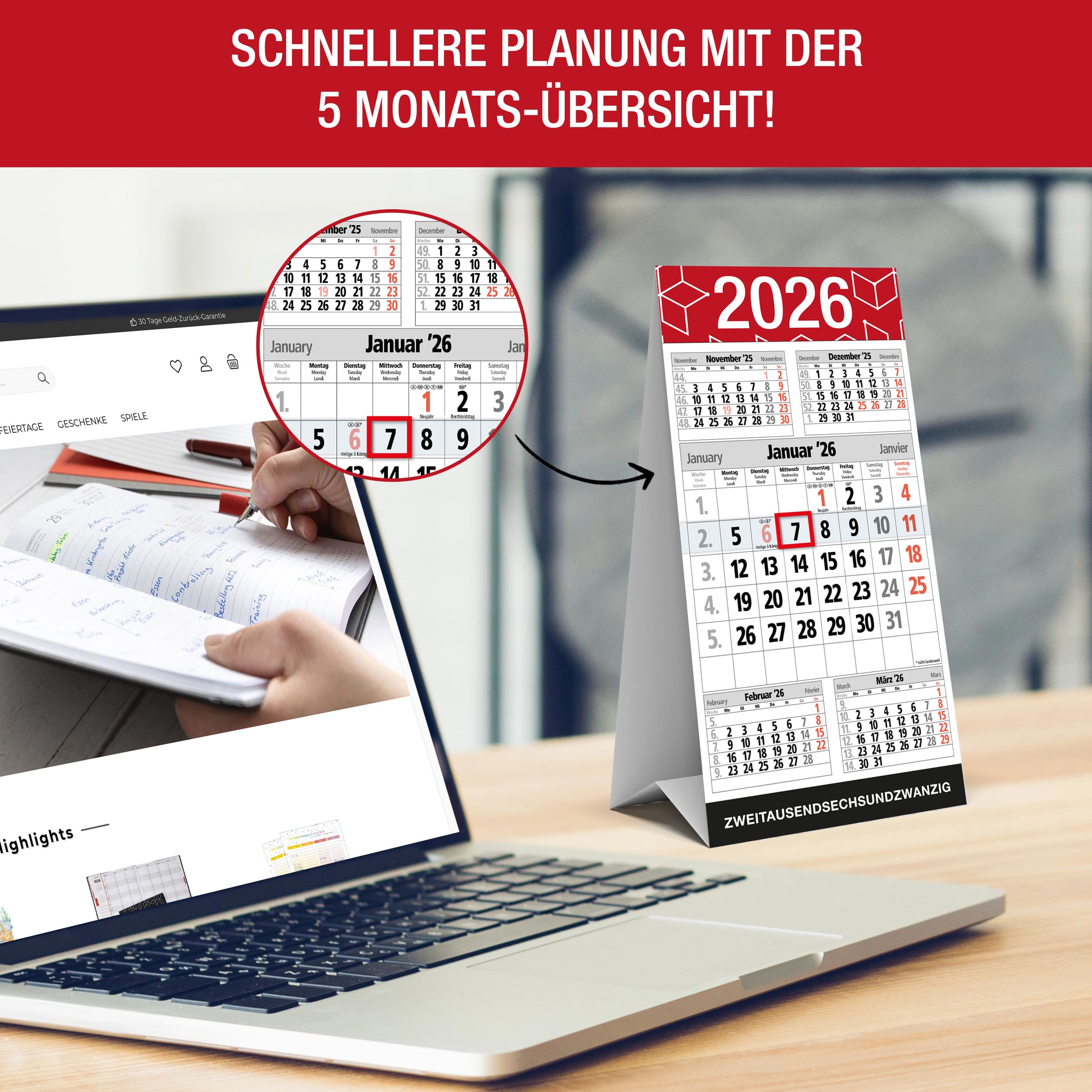 Tischkalender 2026 zum Aufstellen