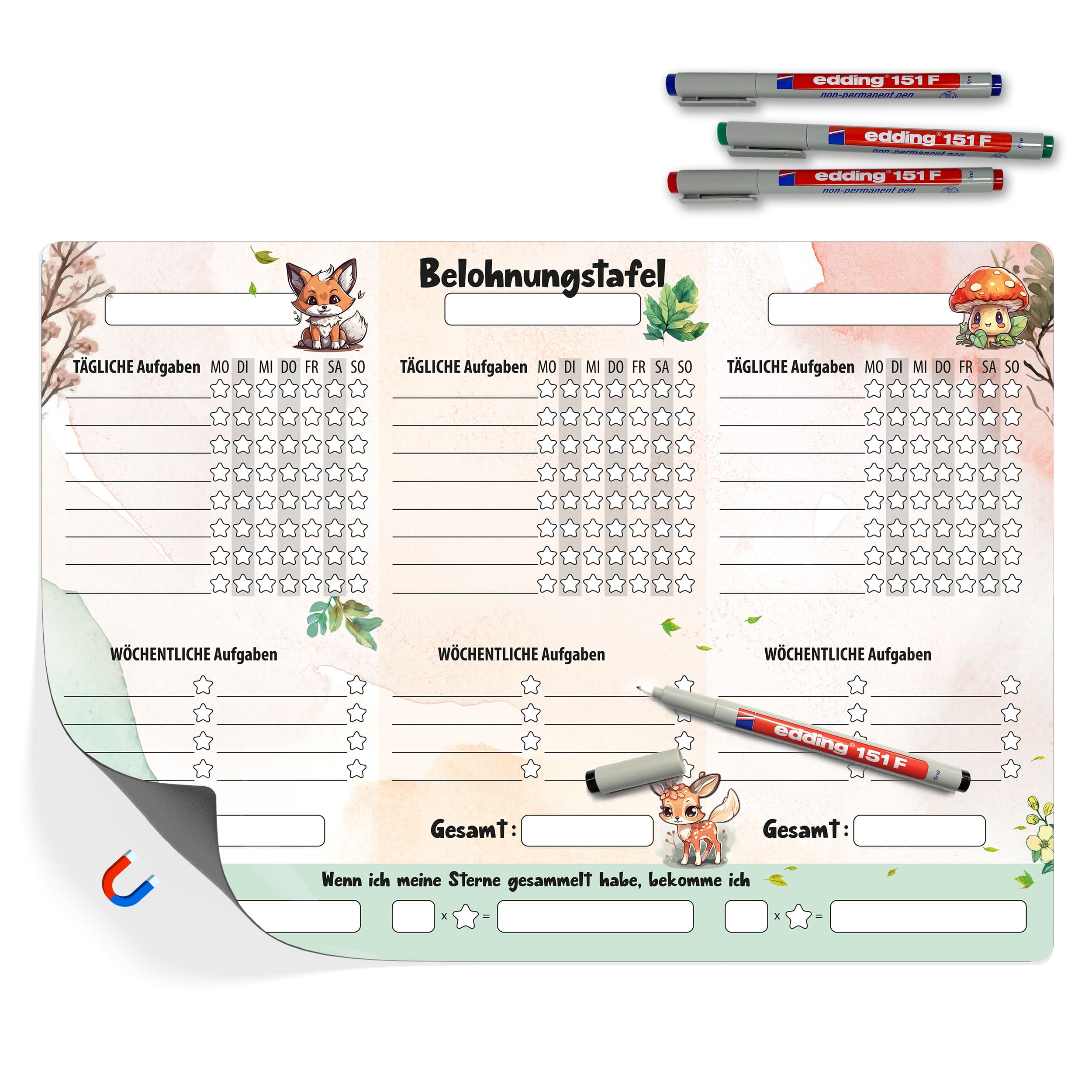 Belohnungstafel Waldtiere magentisch Belohnungstafel Waldtiere magentisch