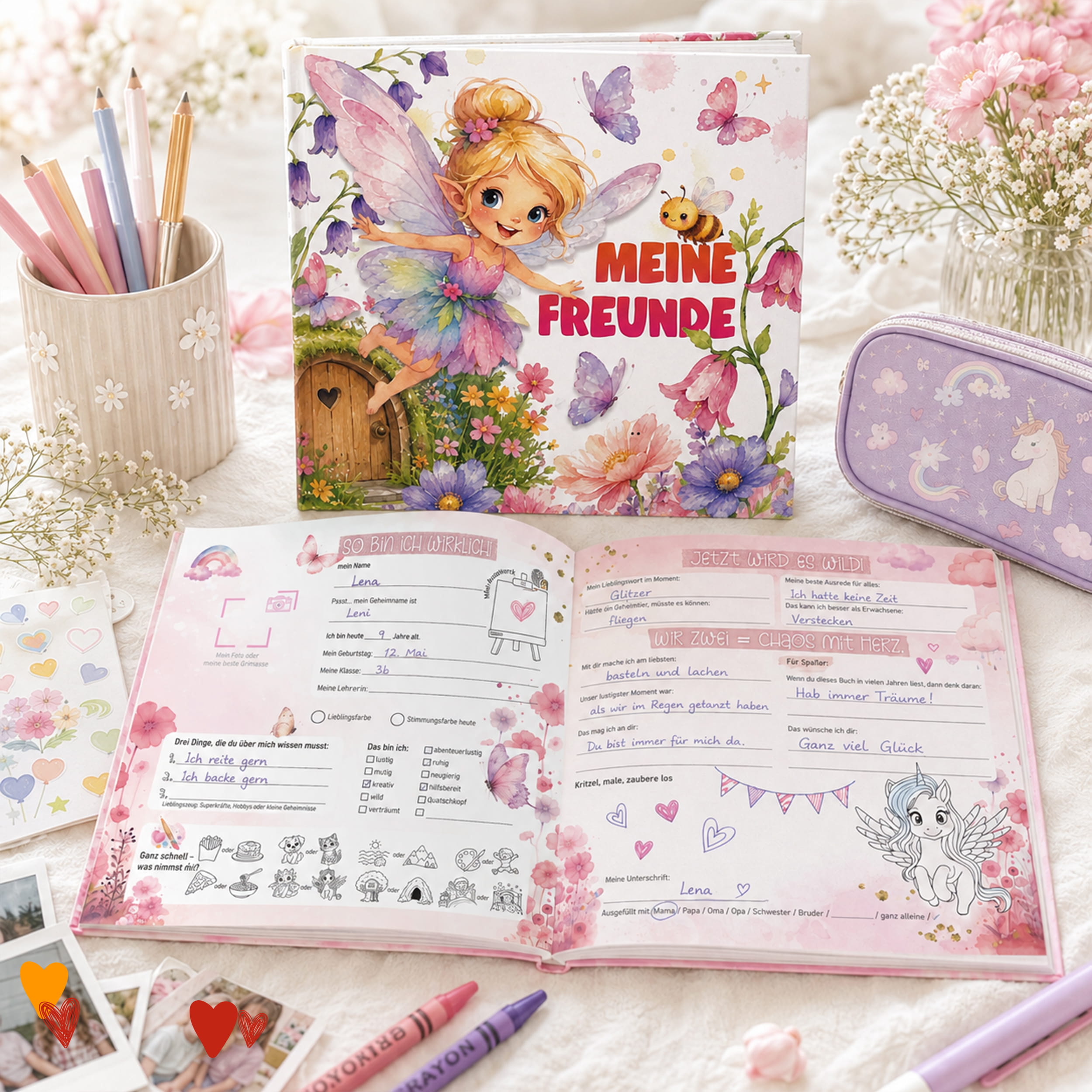 Freundebuch Grundschule Fee – 21 x 21 cm Hardcover