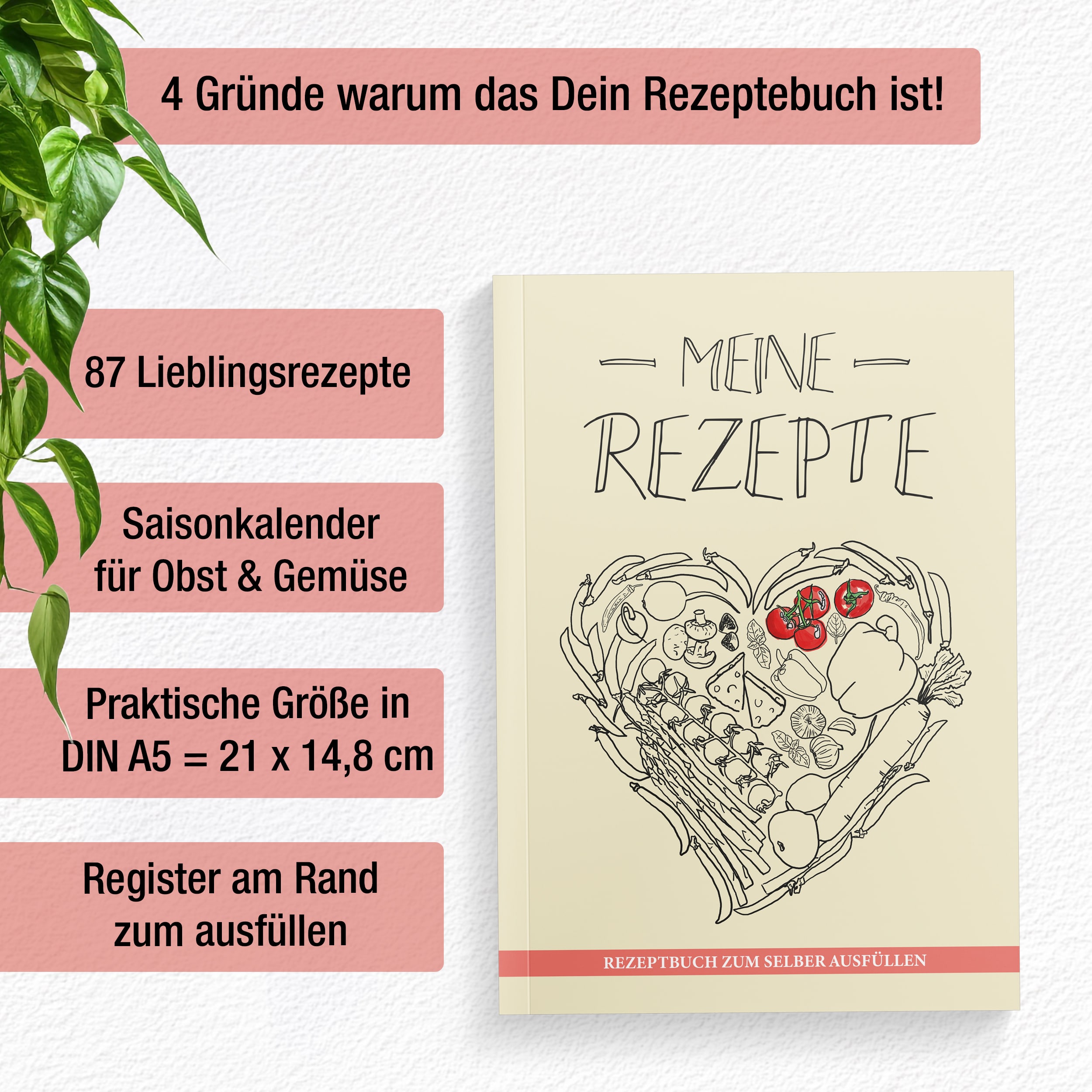Rezeptbuch „Gemüseherz“ zum Selberschreiben – DIN A5