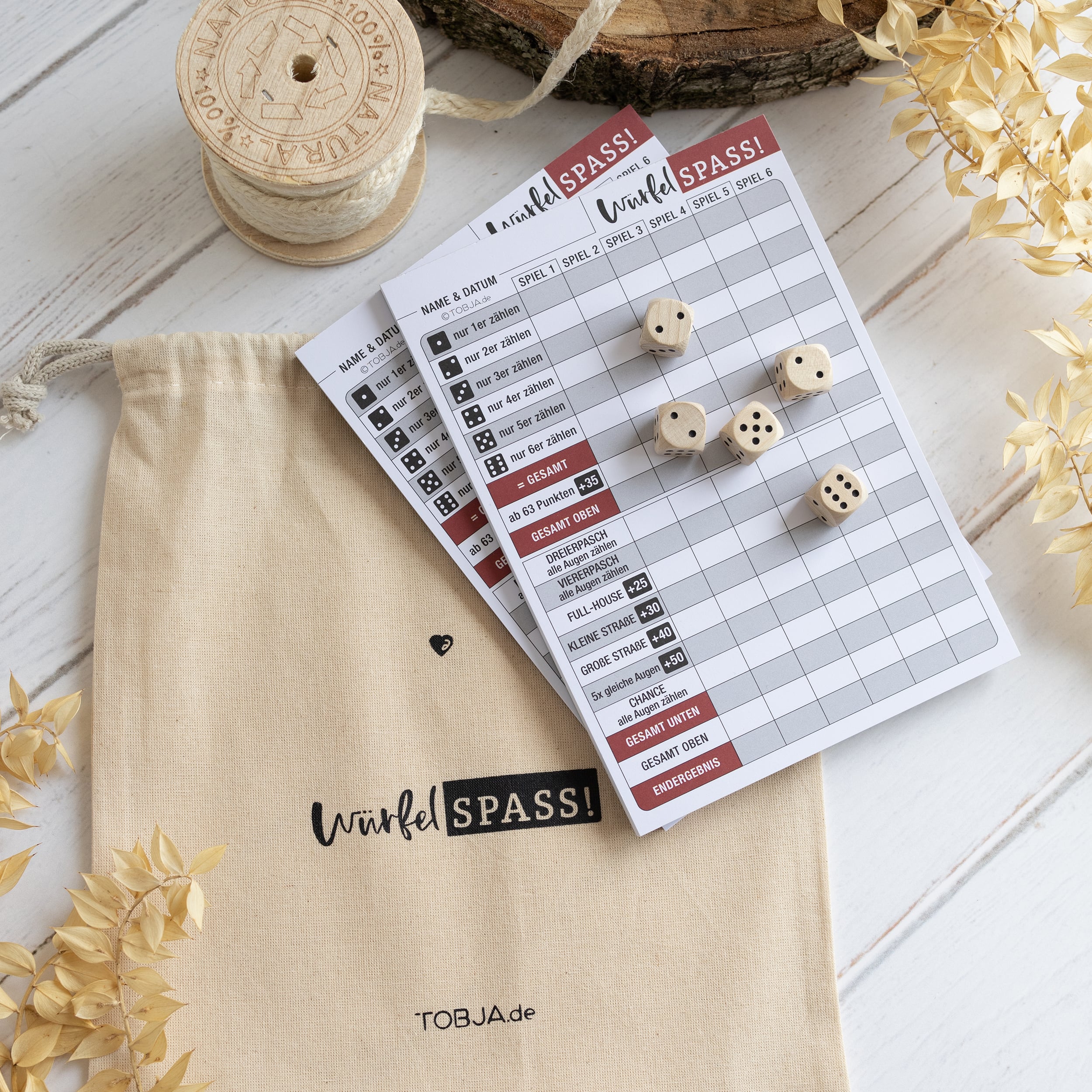 Würfelspiel Set "Blöcke, Würfel & Beutel"