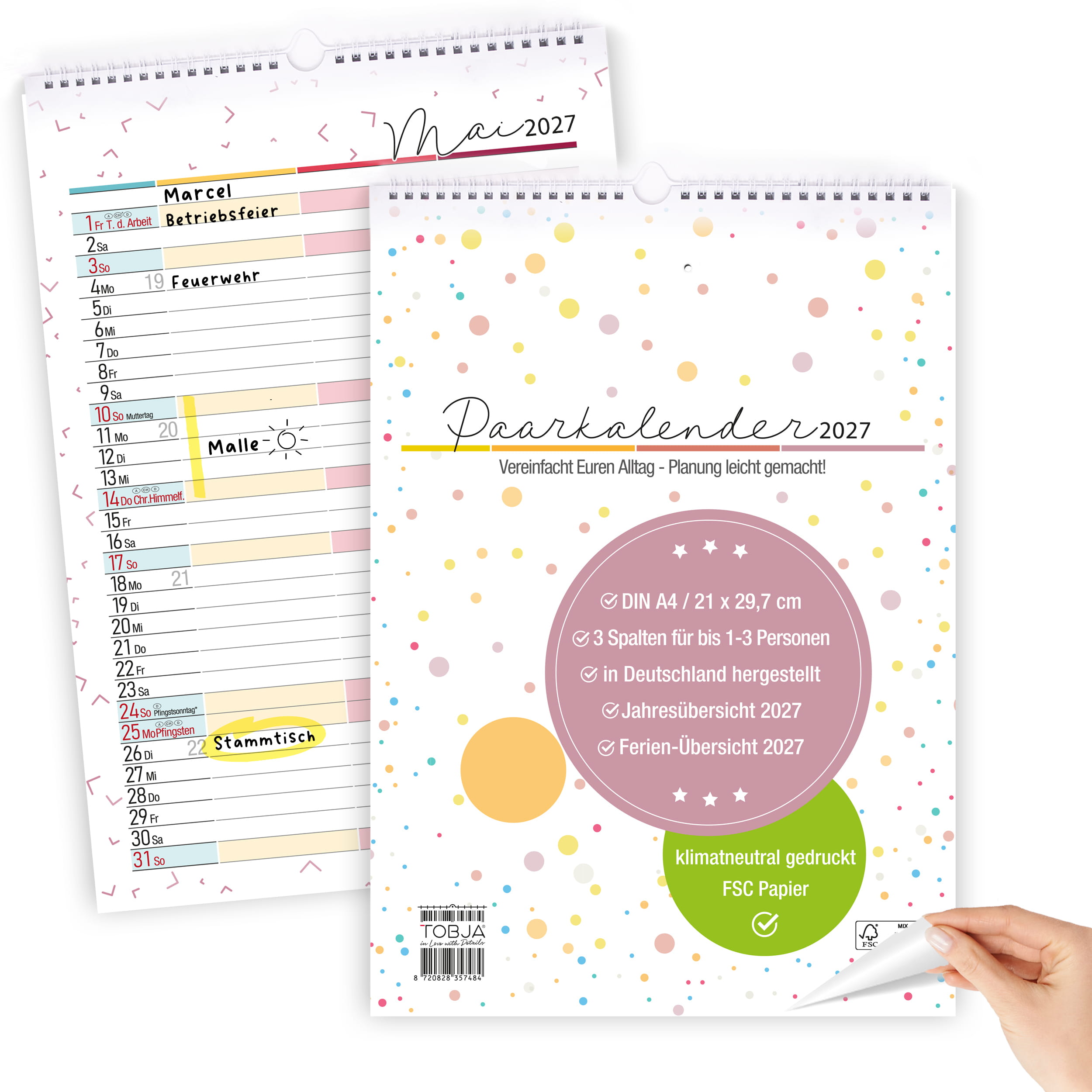 Paarkalender 2027 A4 – 3 Spalten