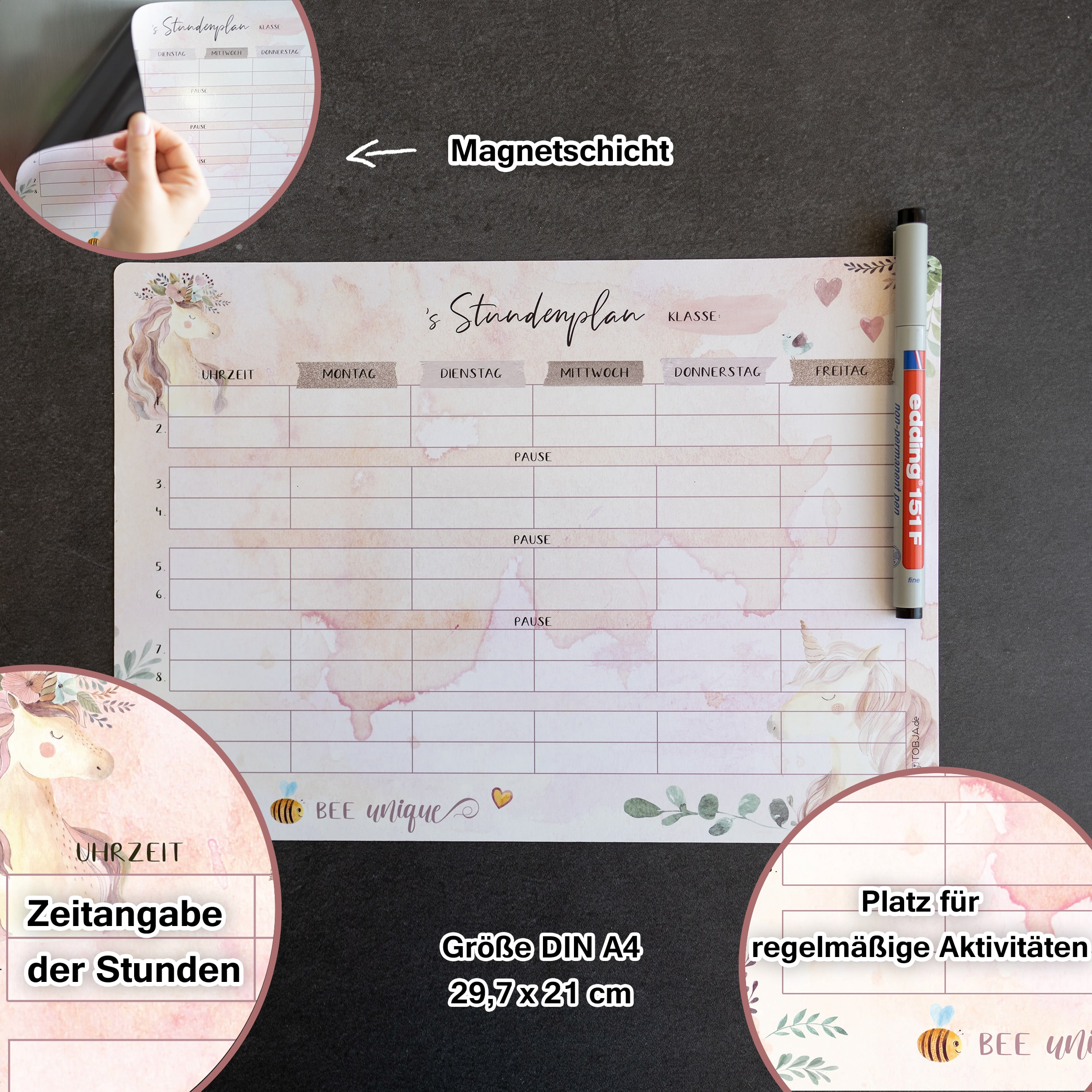 Stundenplan magnetisch "Einhorn" Stundenplan magnetisch "Einhorn"