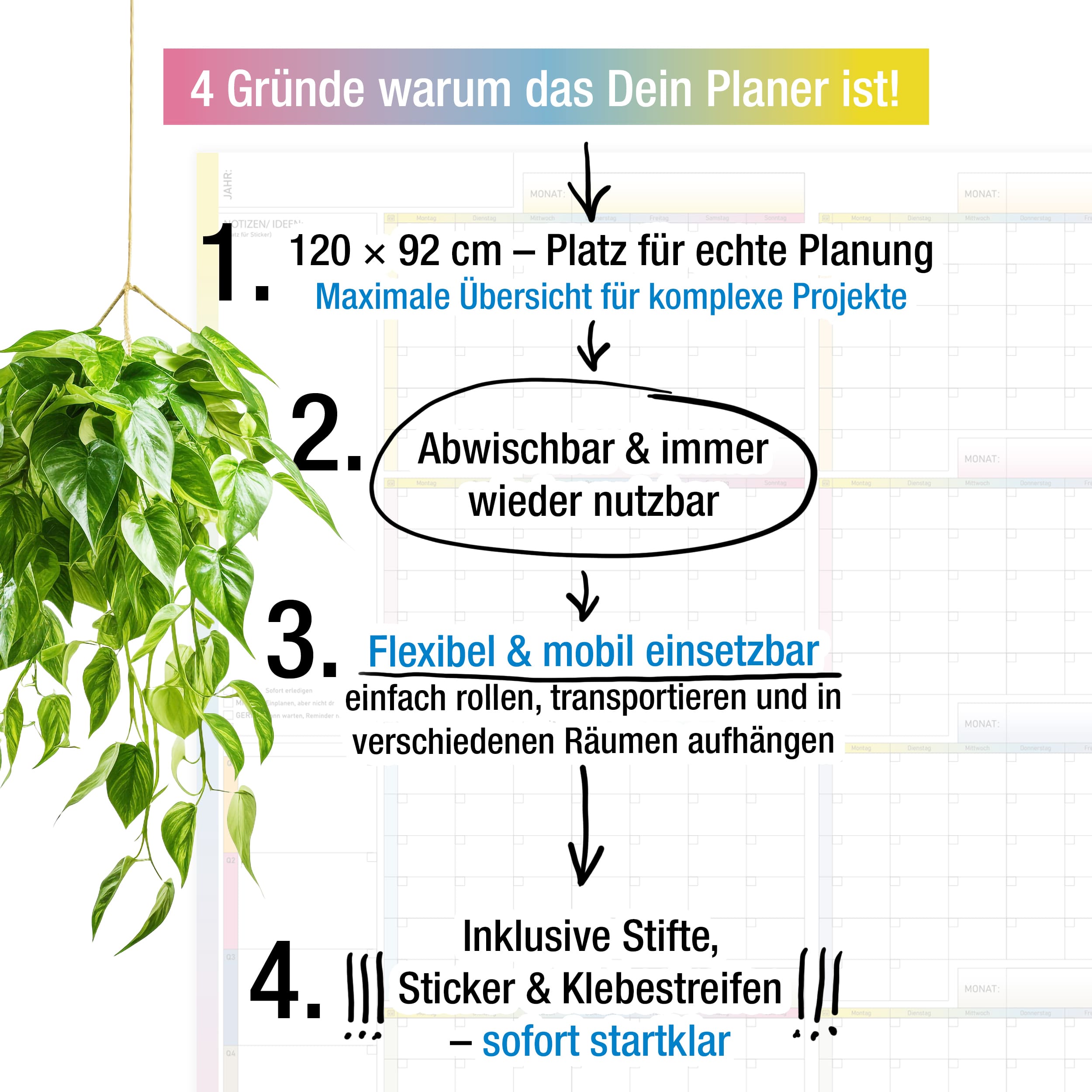 PlanMaster XL – XXL-Jahresplaner abwischbar | Whiteboard Kalender