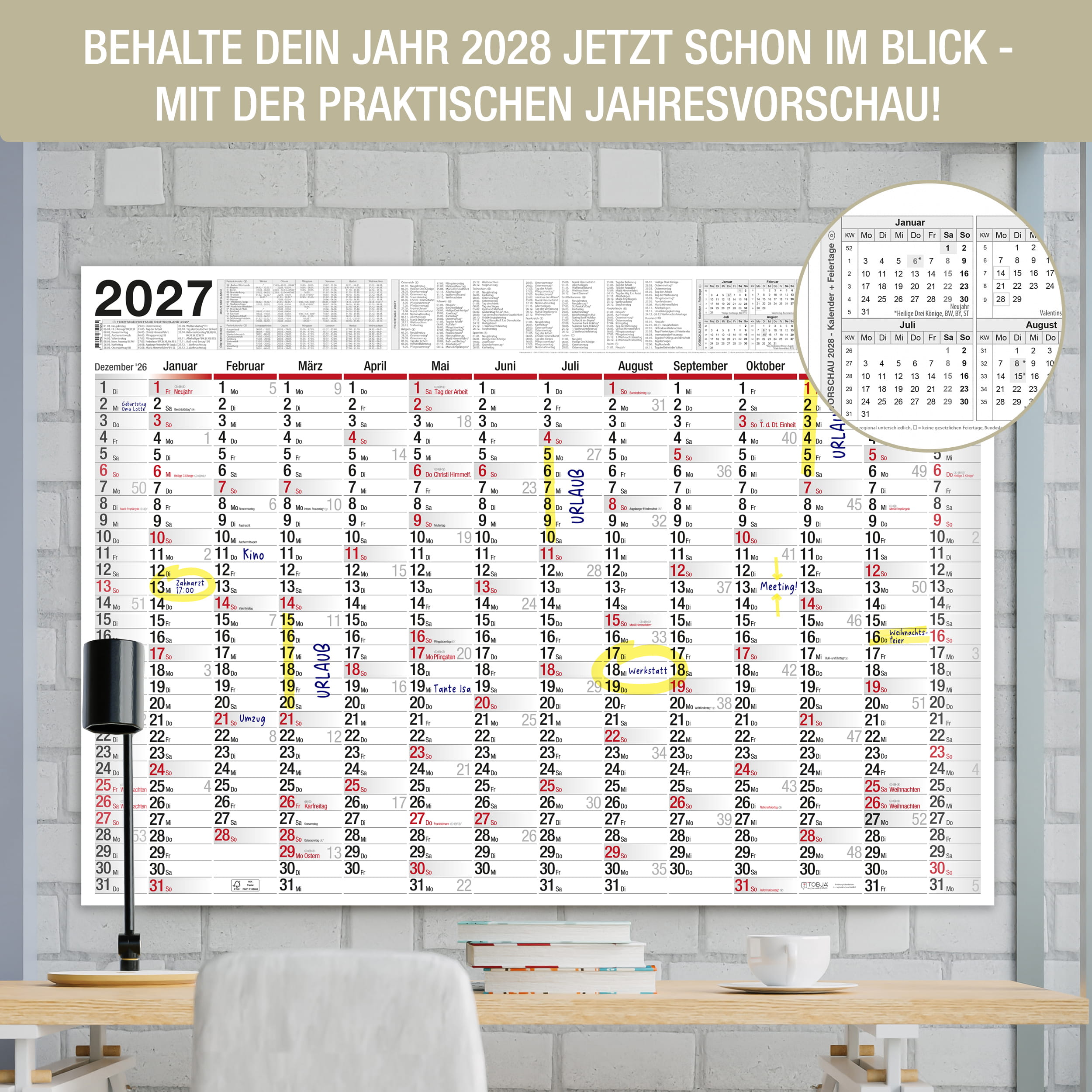 XXL Wandkalender 2026 1x Kalender gefalzt