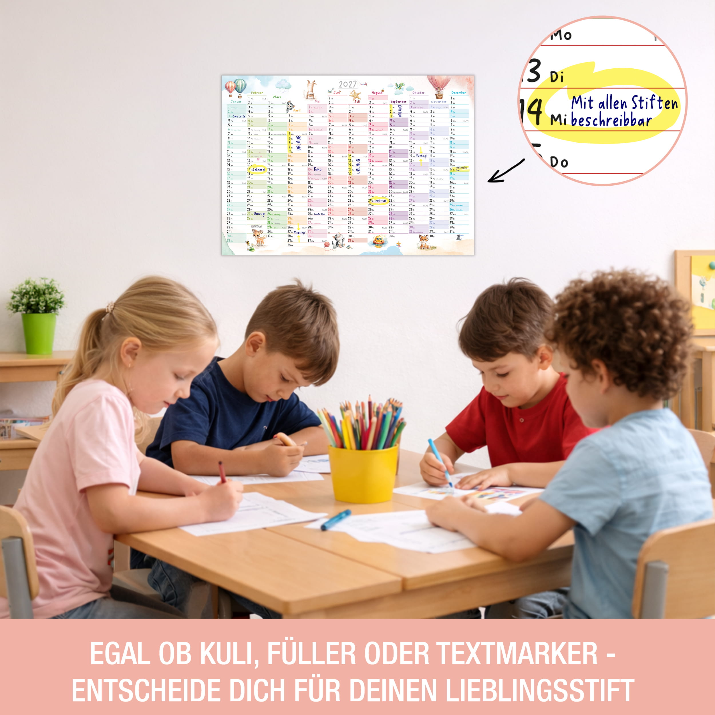 Wandkalender 2027 A3 Tierwelt Aquarell