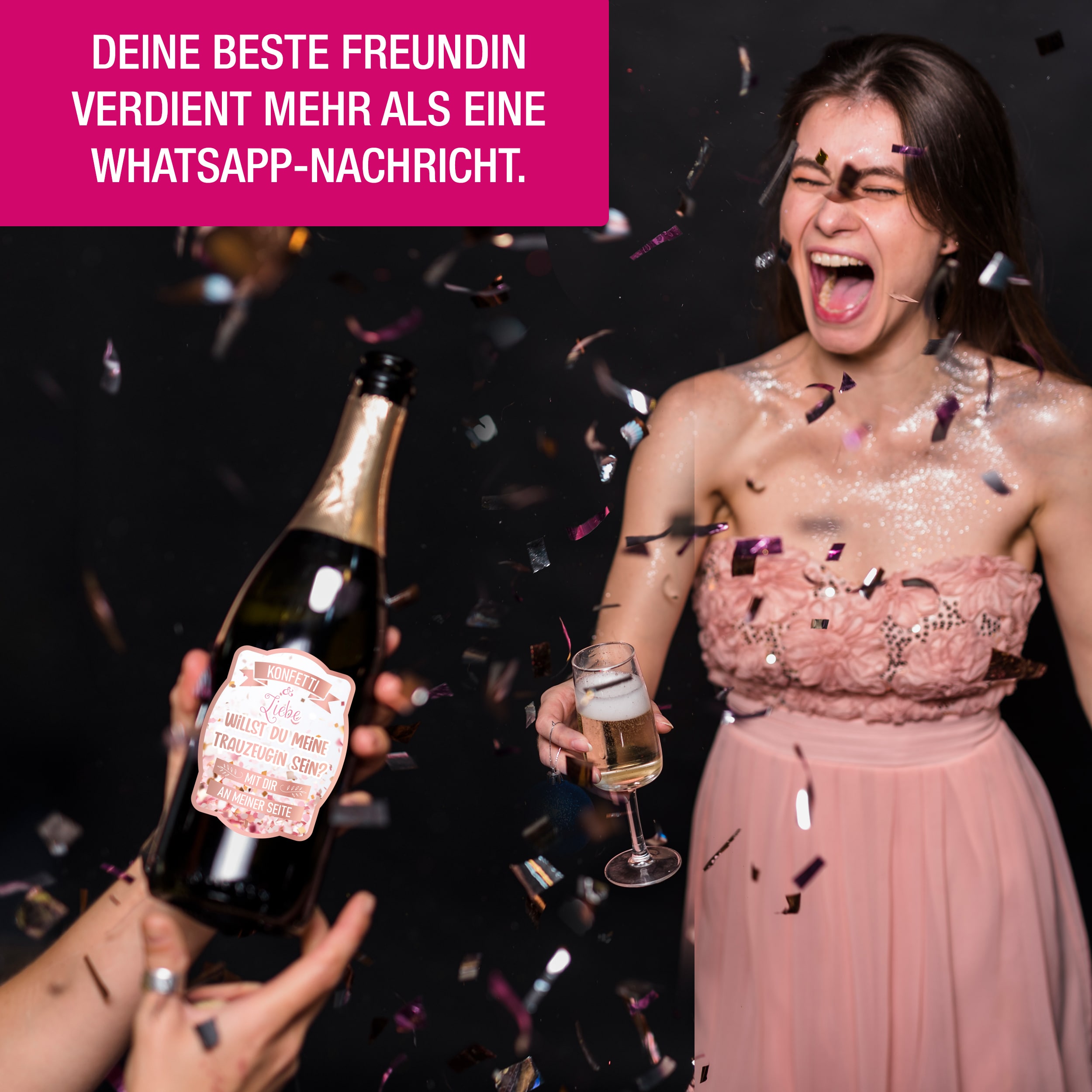 Trauzeugin Aufkleber Konfetti