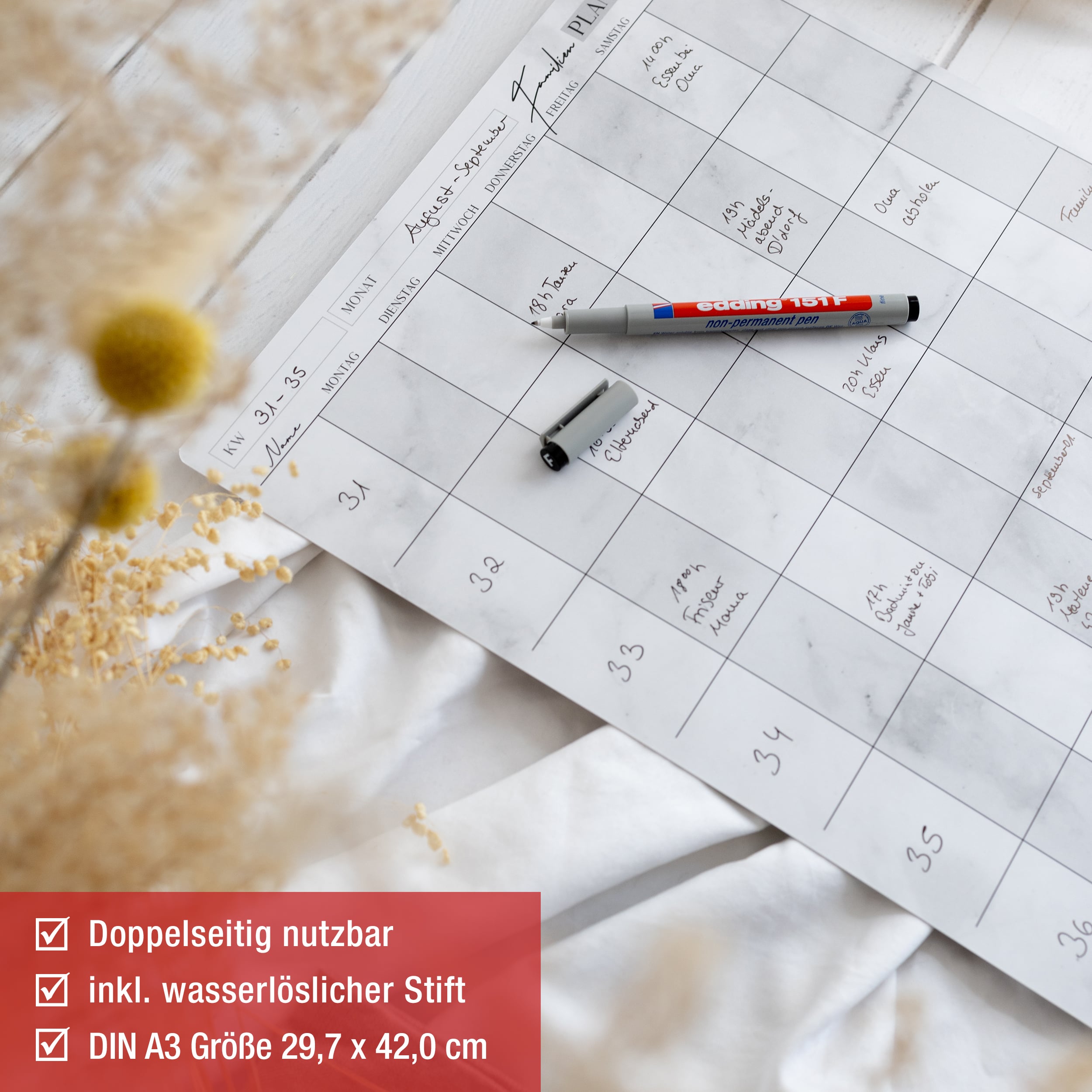 Familienplaner A3 abwischbar