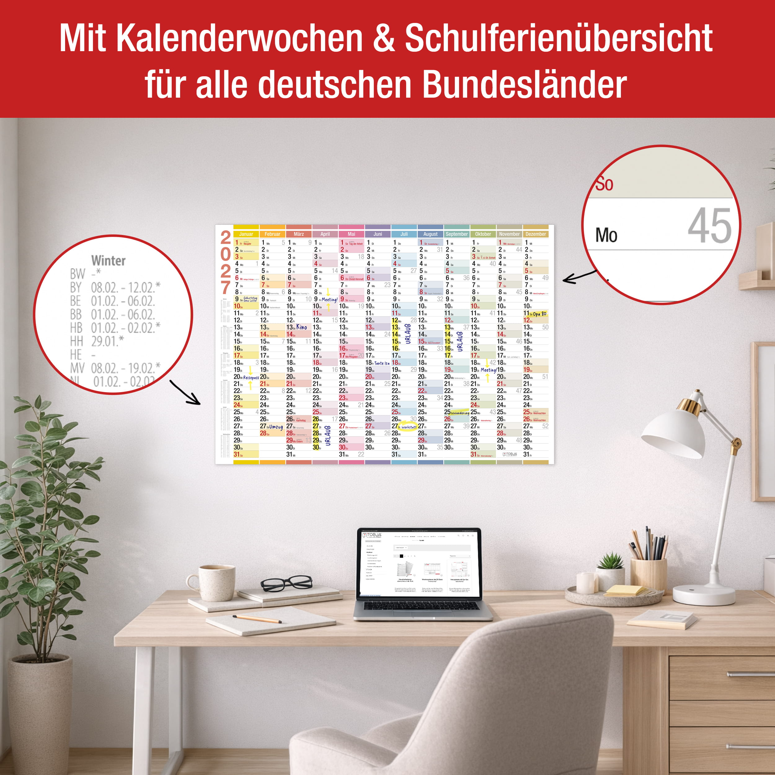 Wandkalender 2027 A2 Color Line