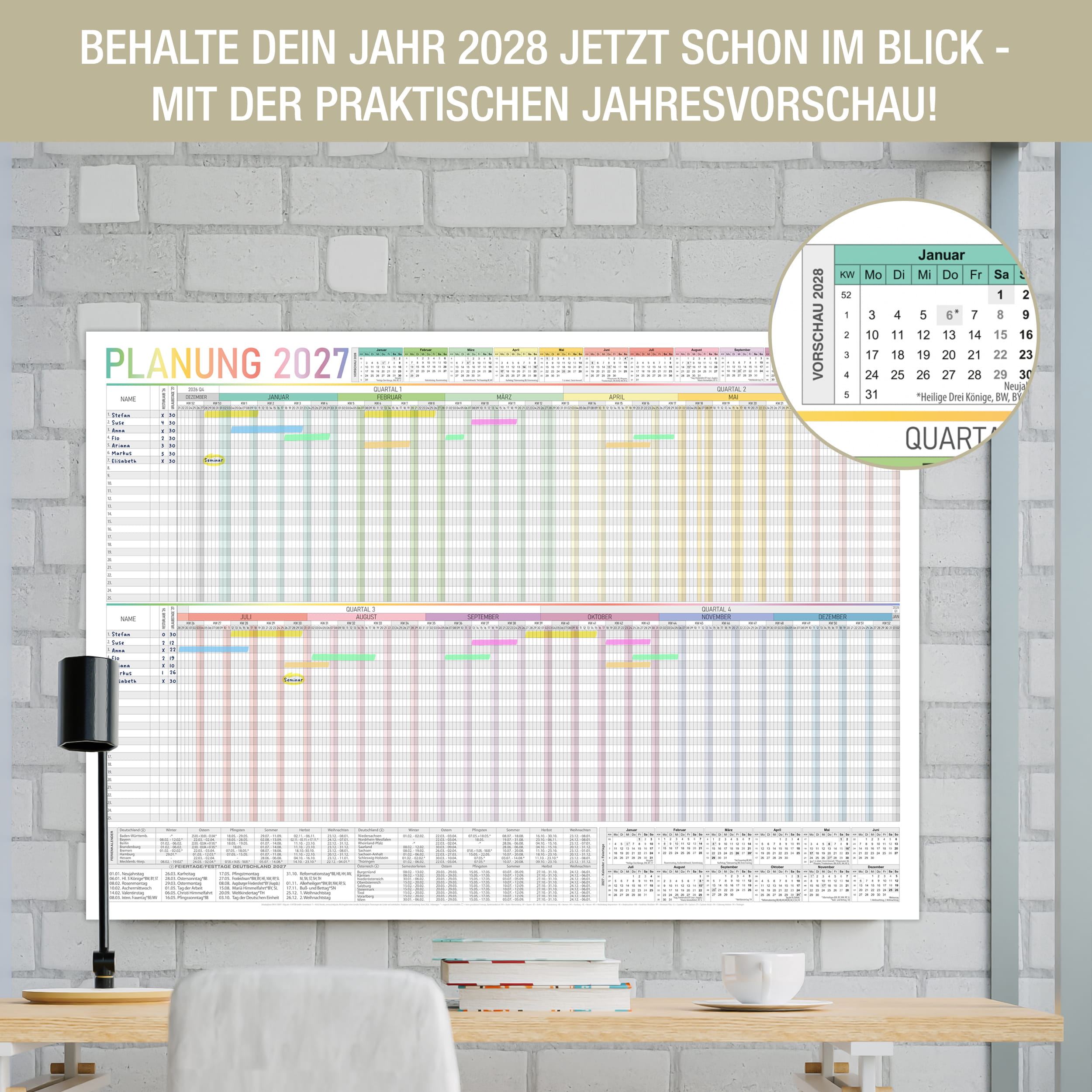 Urlaubsplaner 2027 Bunt A1 – 25 Personen
