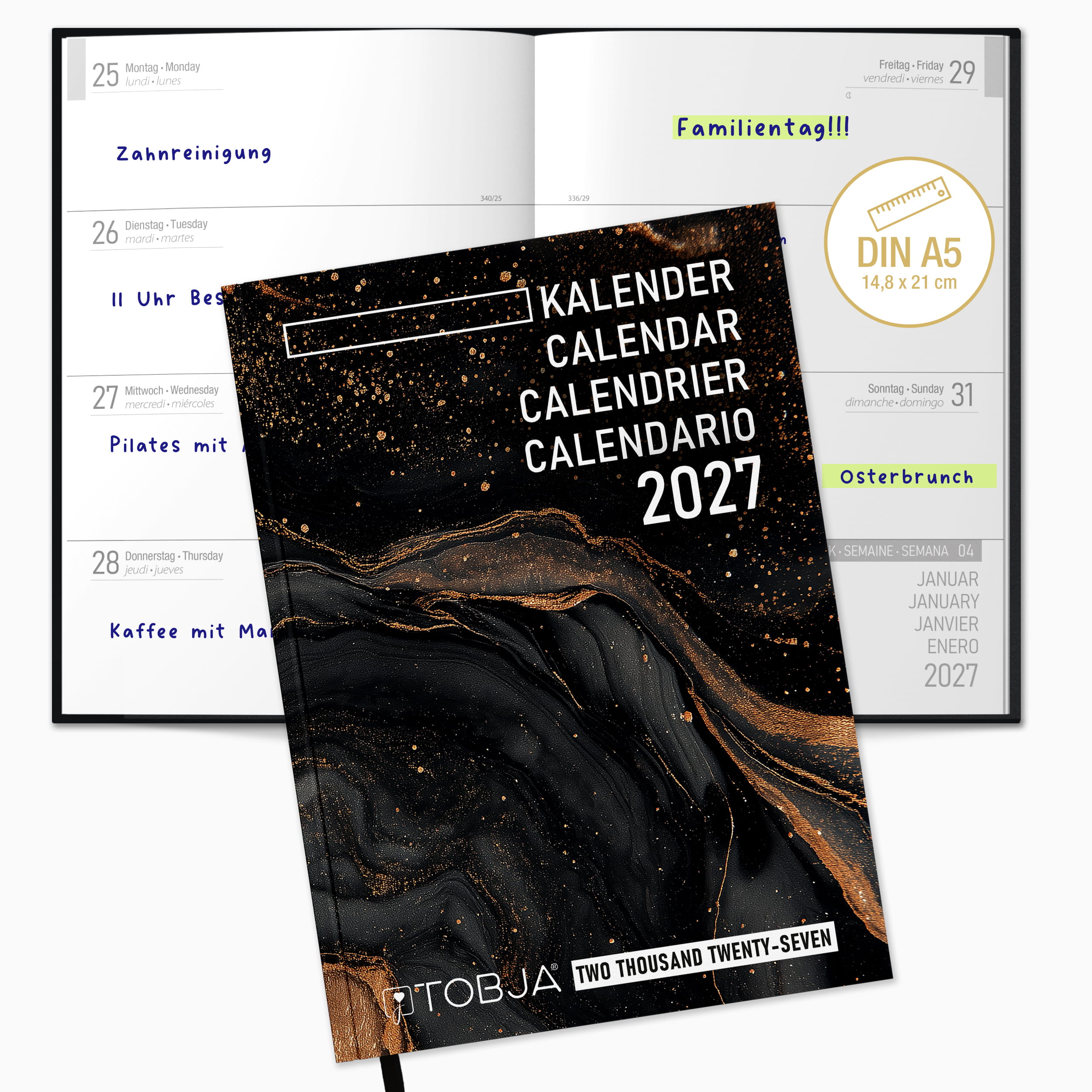 PlanWise Marbel Buchkalender 2027 A5