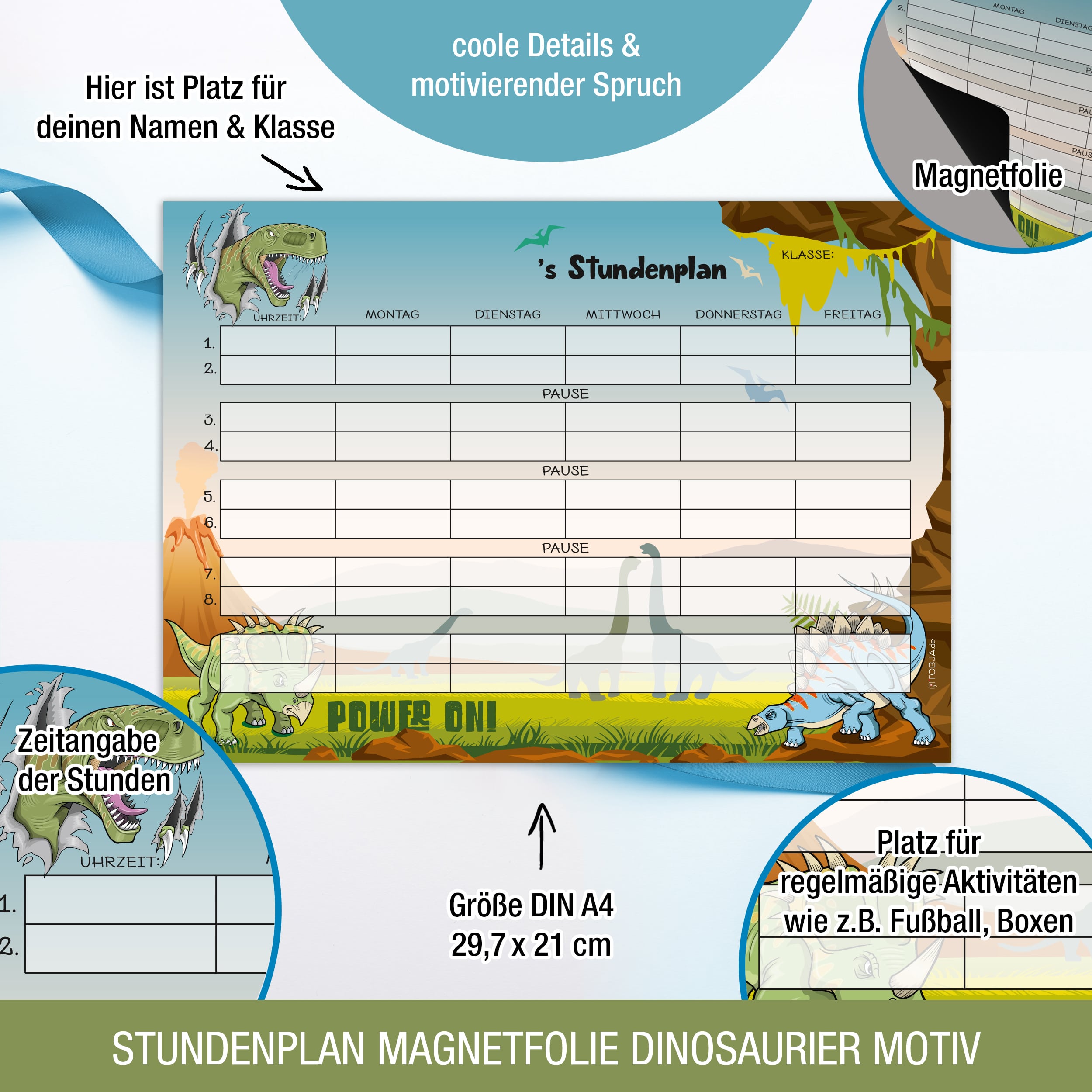 Stundenplan magnetisch "Dinosaurier"