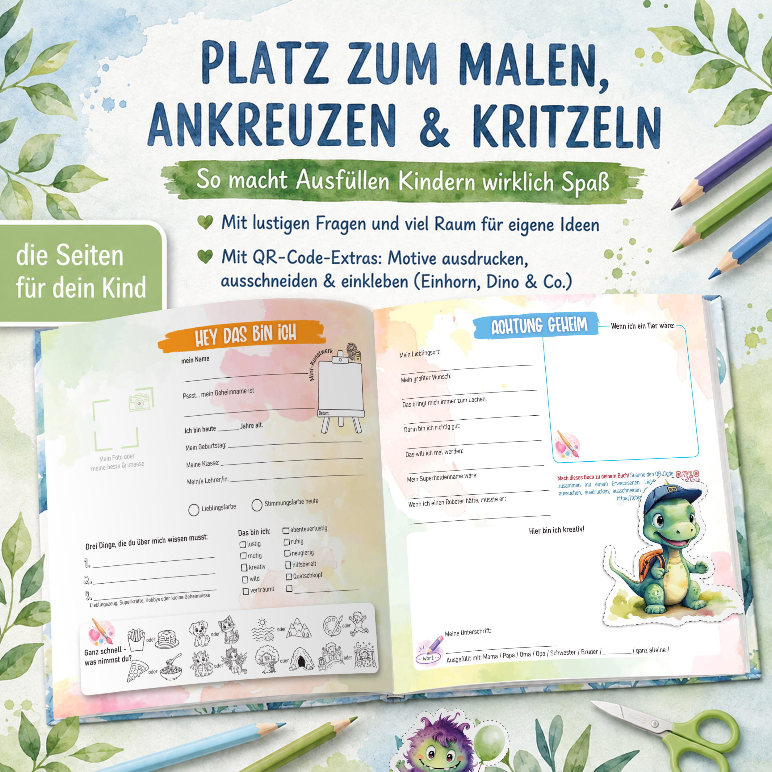 Freundebuch Grundschule Dino – 21 x 21 cm Hardcover