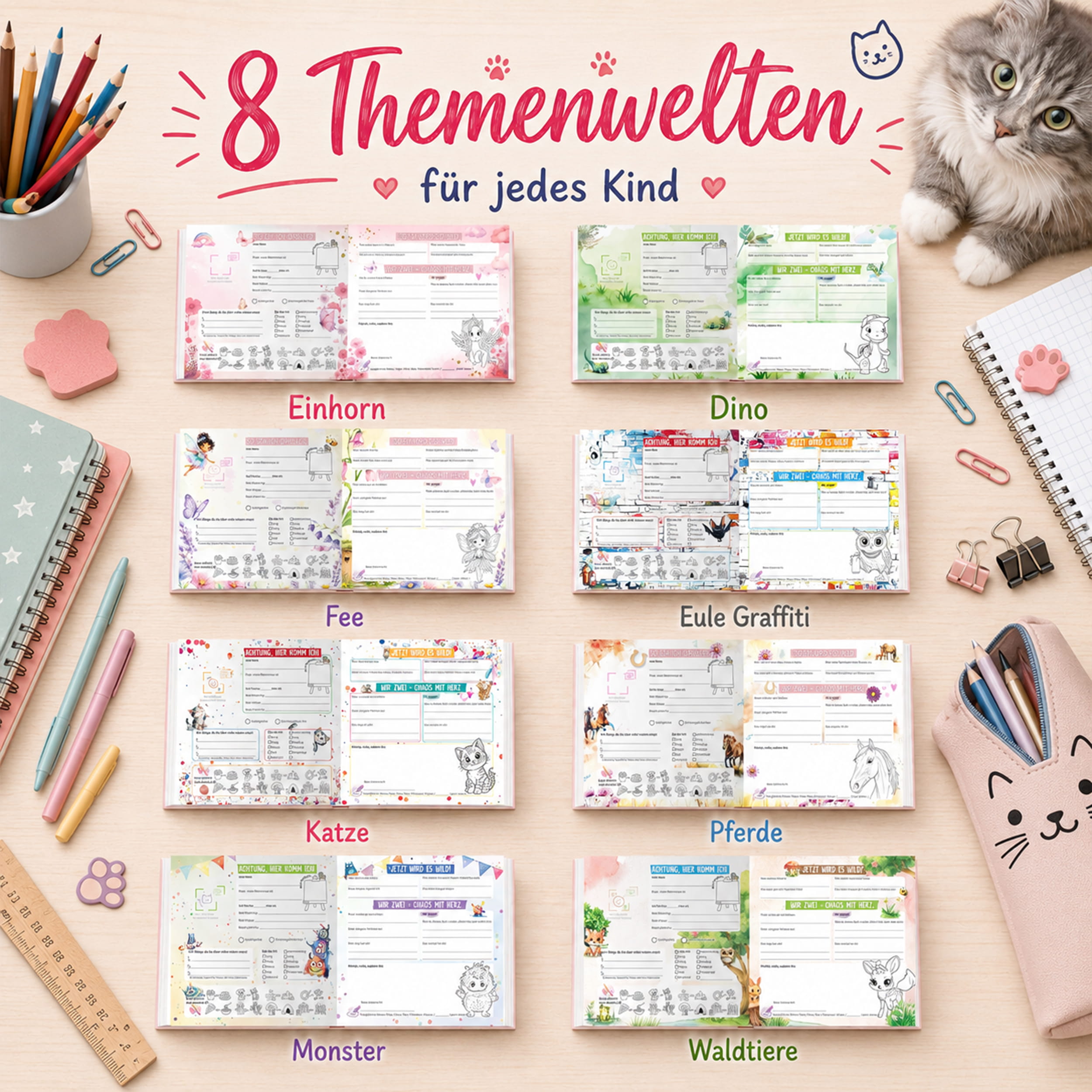 Freundebuch Grundschule Katze – 21 x 21 cm Hardcover