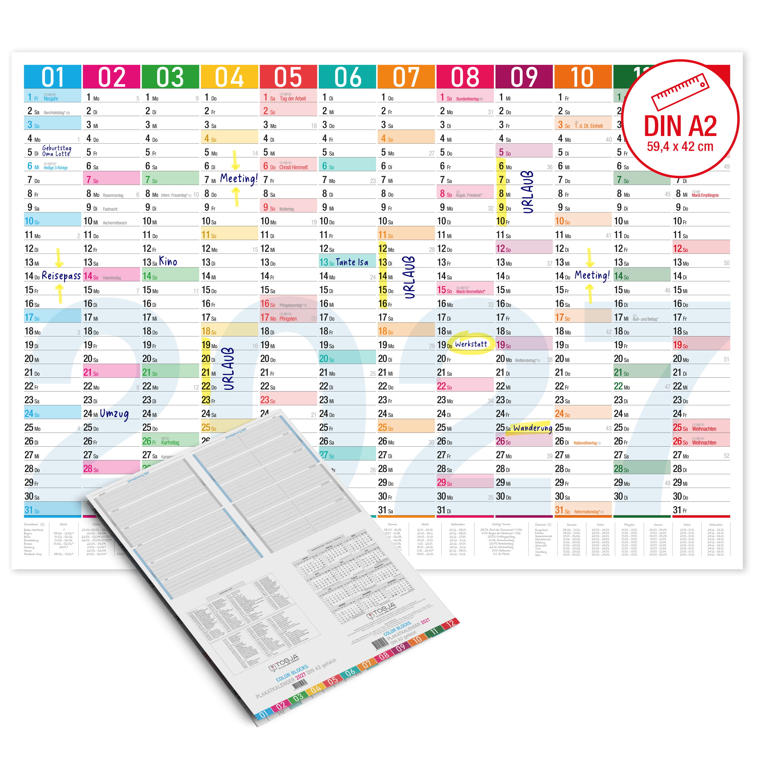 Wandkalender 2027 A2 Color Blocks