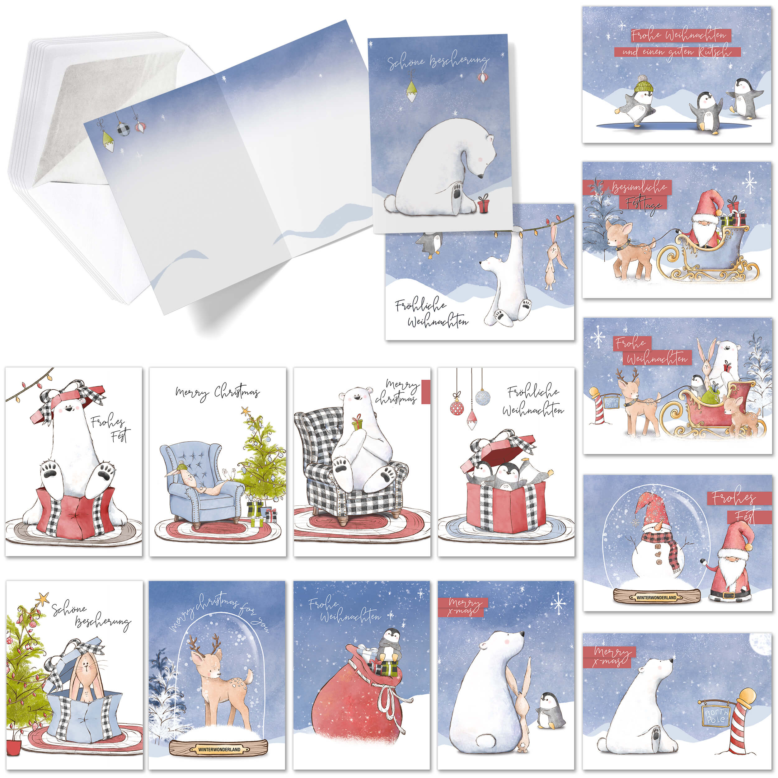 Weihnachtskarten "Tiere im Schnee"