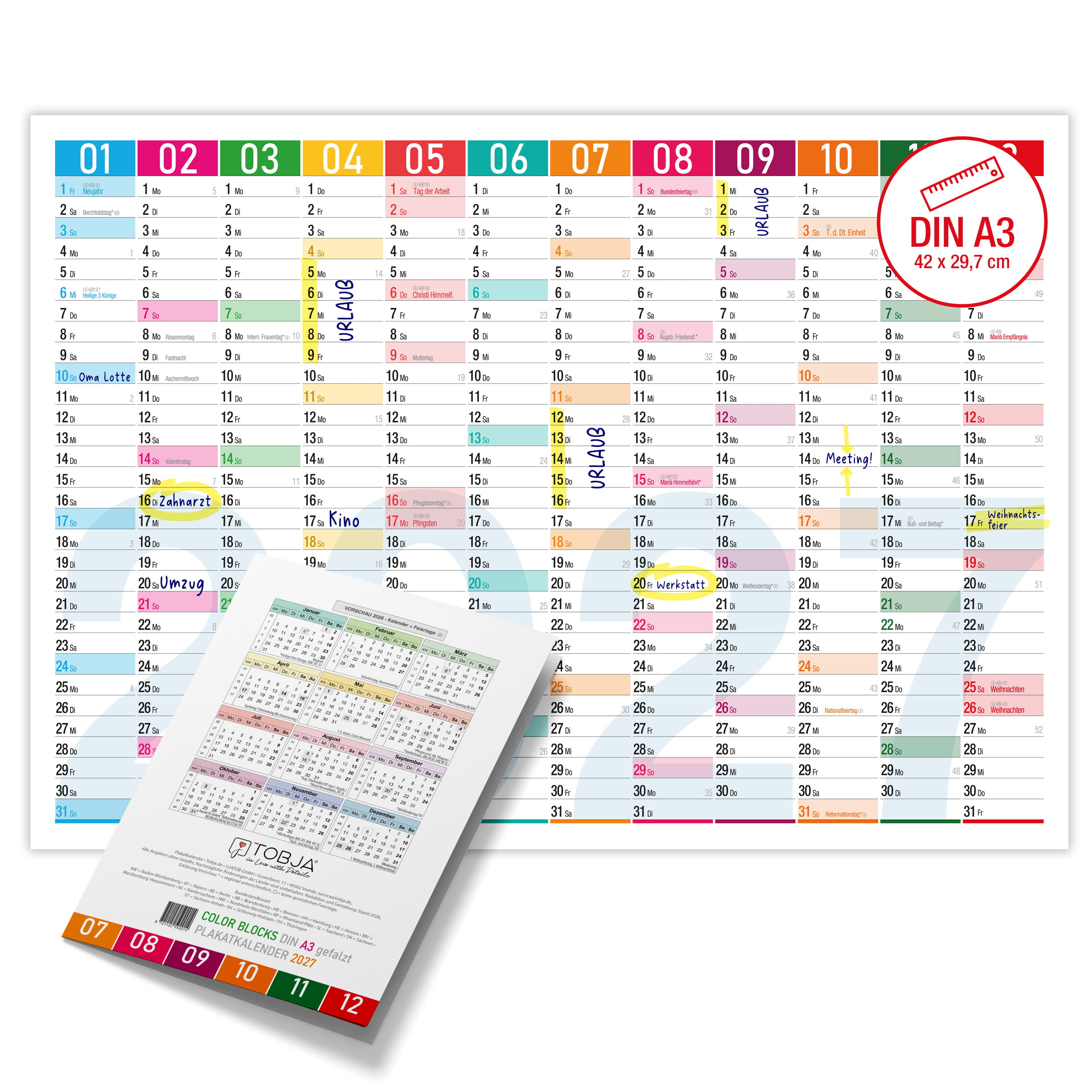 Wandkalender A3 2026