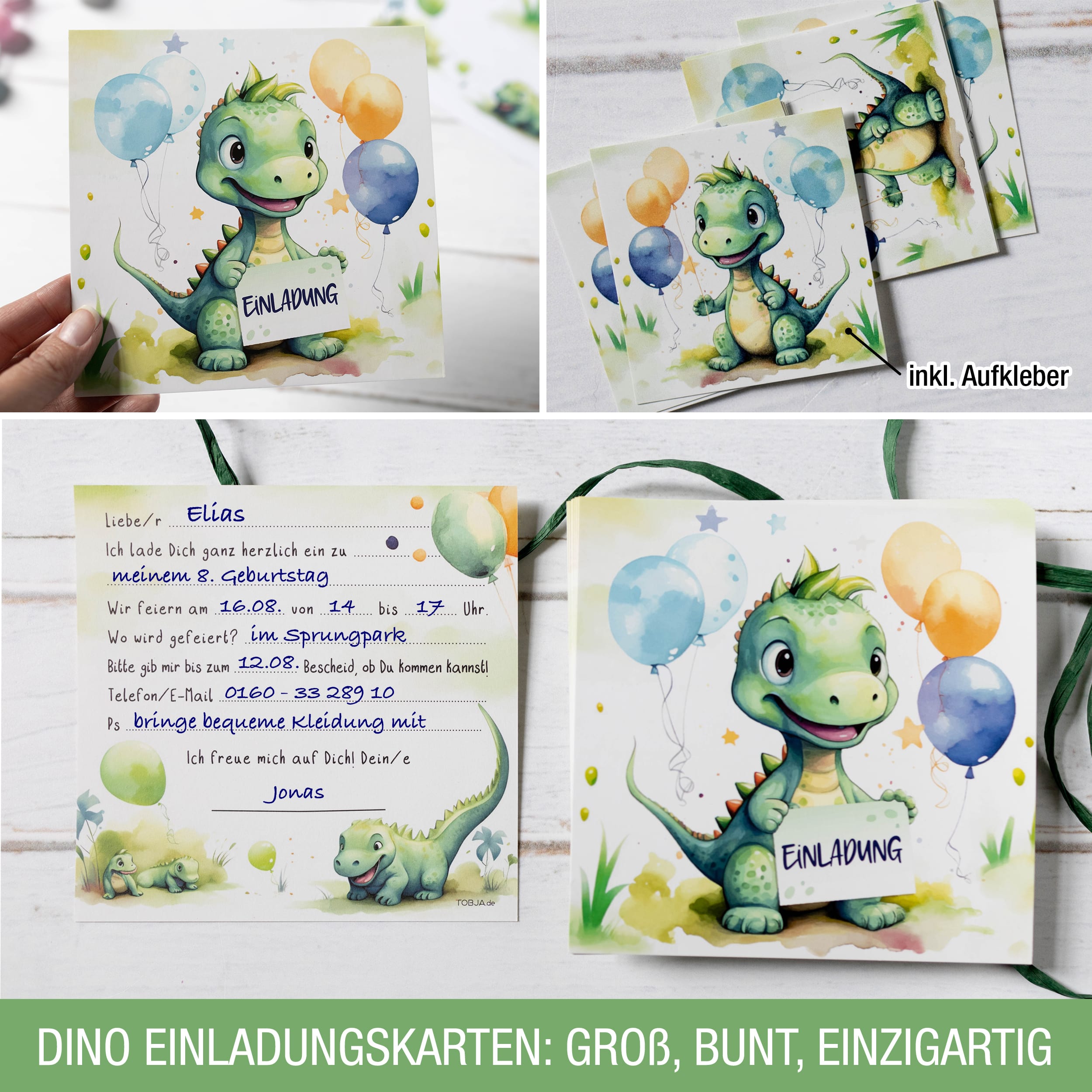 XXL Dino Einladungskarten für Kindergeburtstag