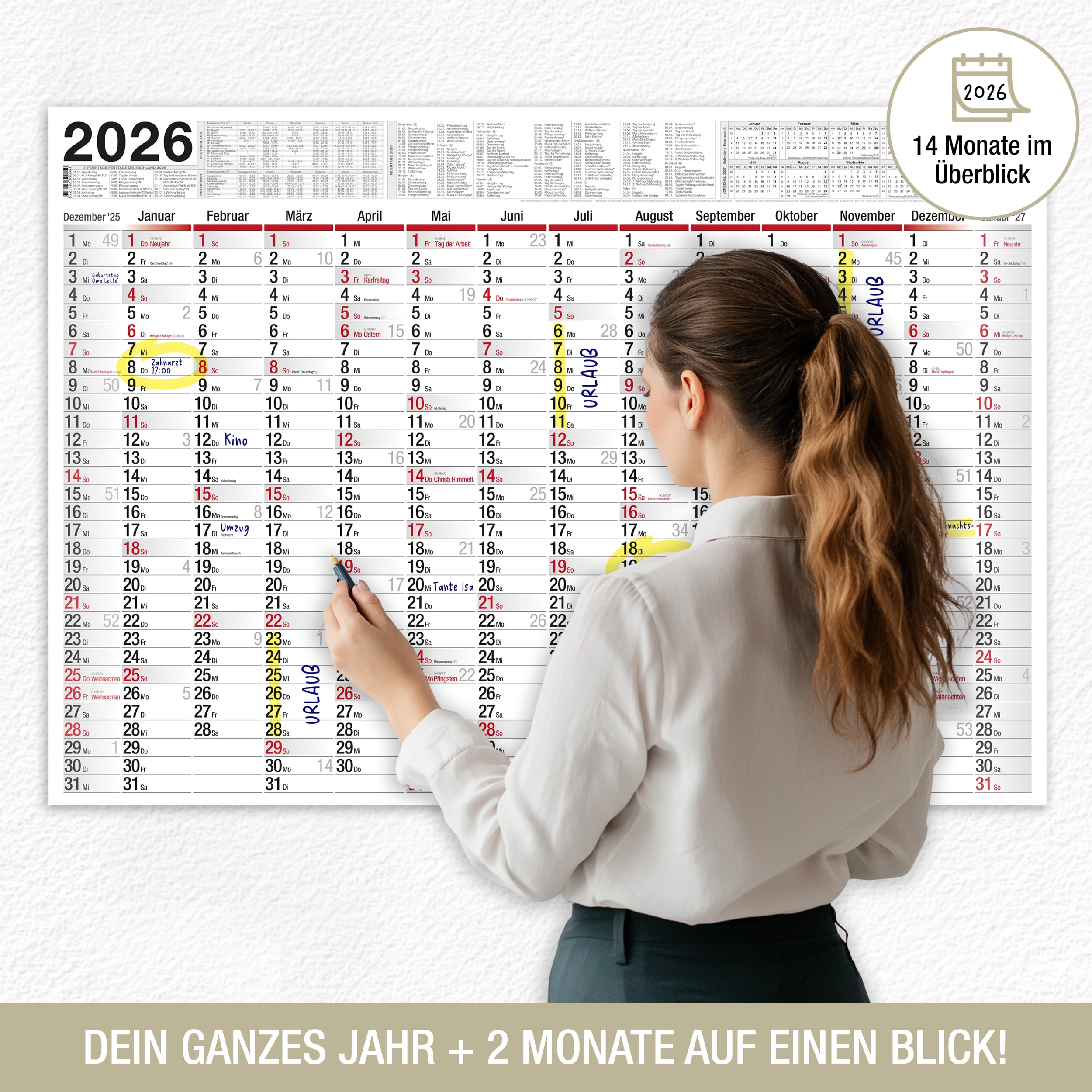 XXL Wandkalender 2026 2x Kalender gefalzt XXL Wandkalender 2026 2x Kalender gefalzt