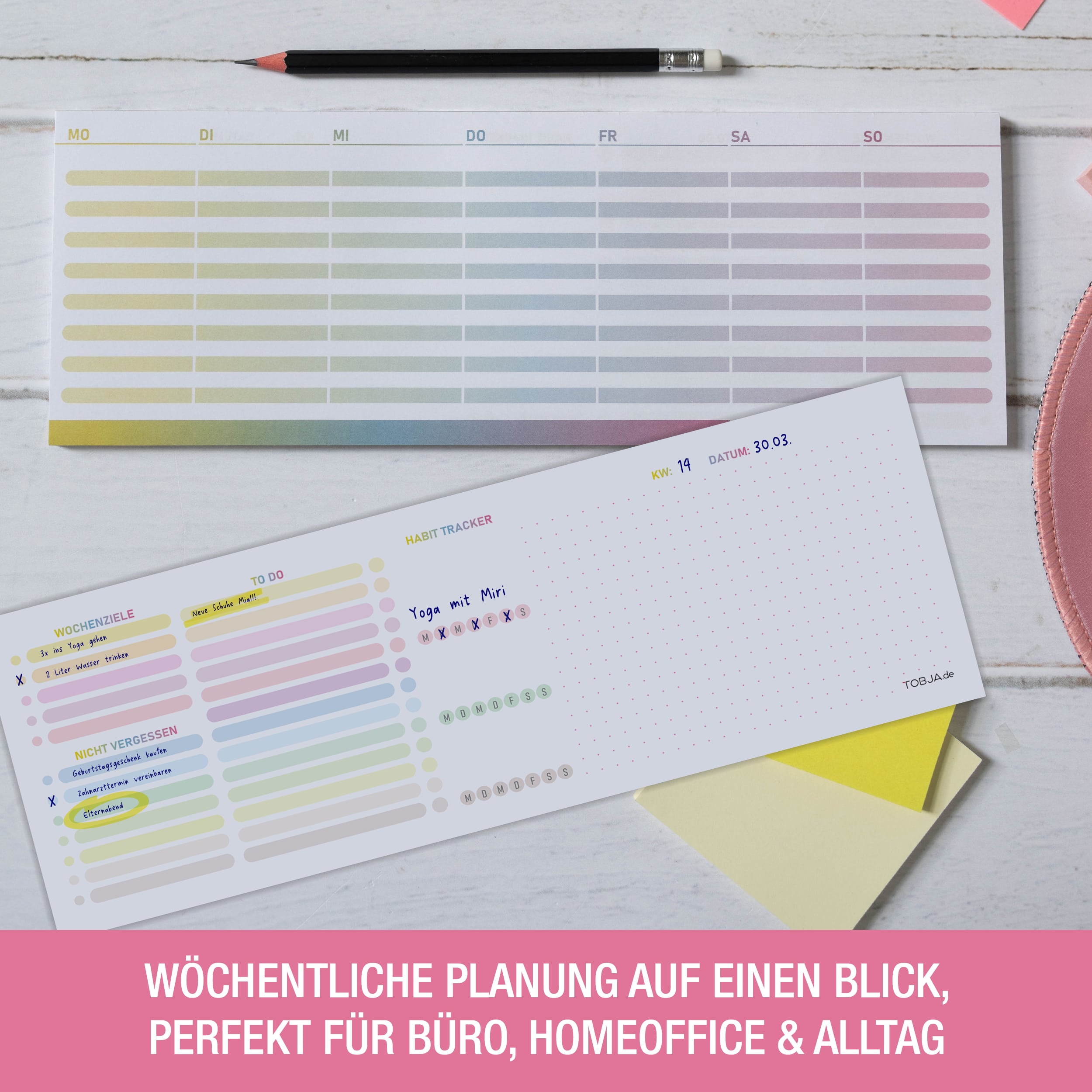 Bunter Wochen-Tischkalender Block – 53 Seiten