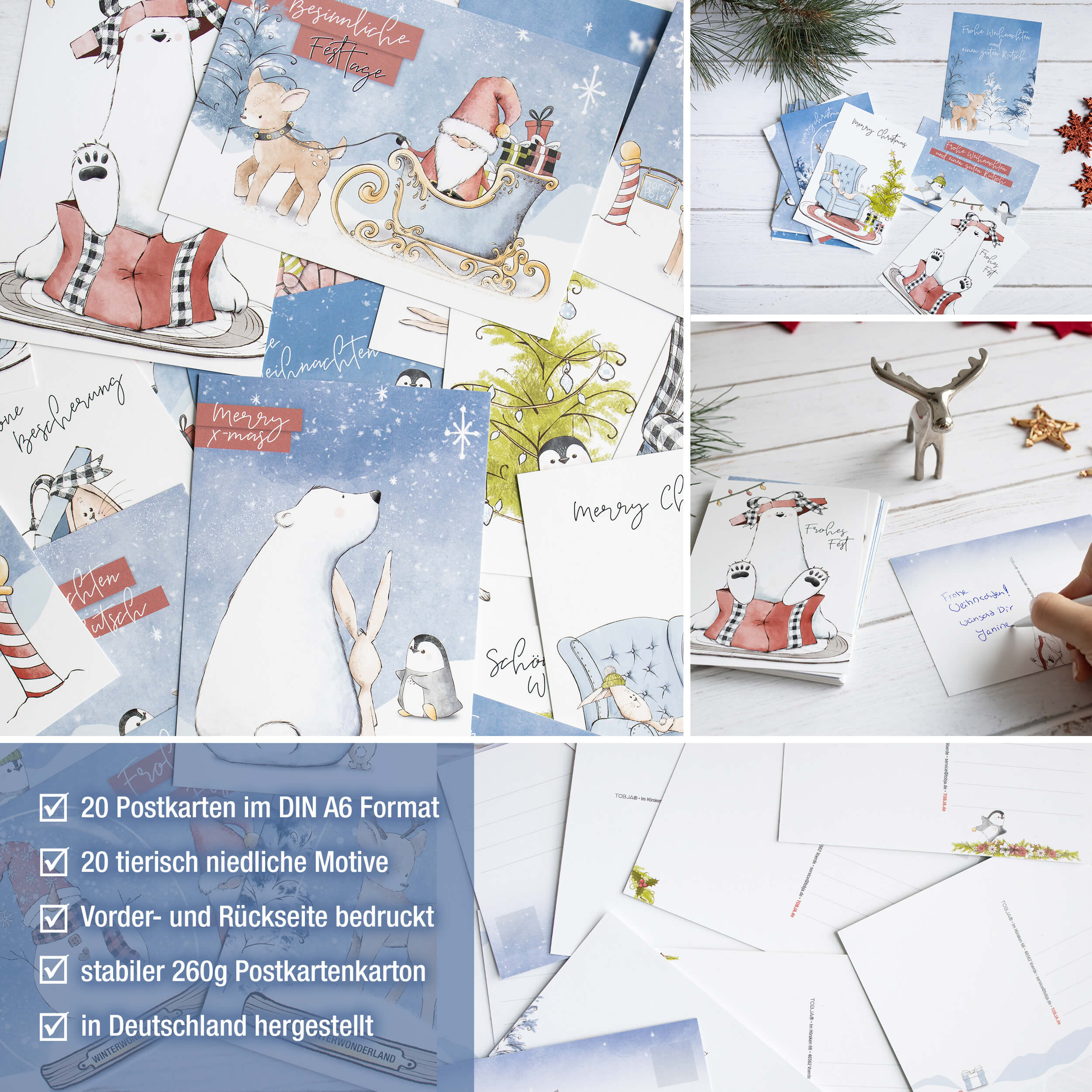 Weihnachtspostkarten "Tiere im Schnee"