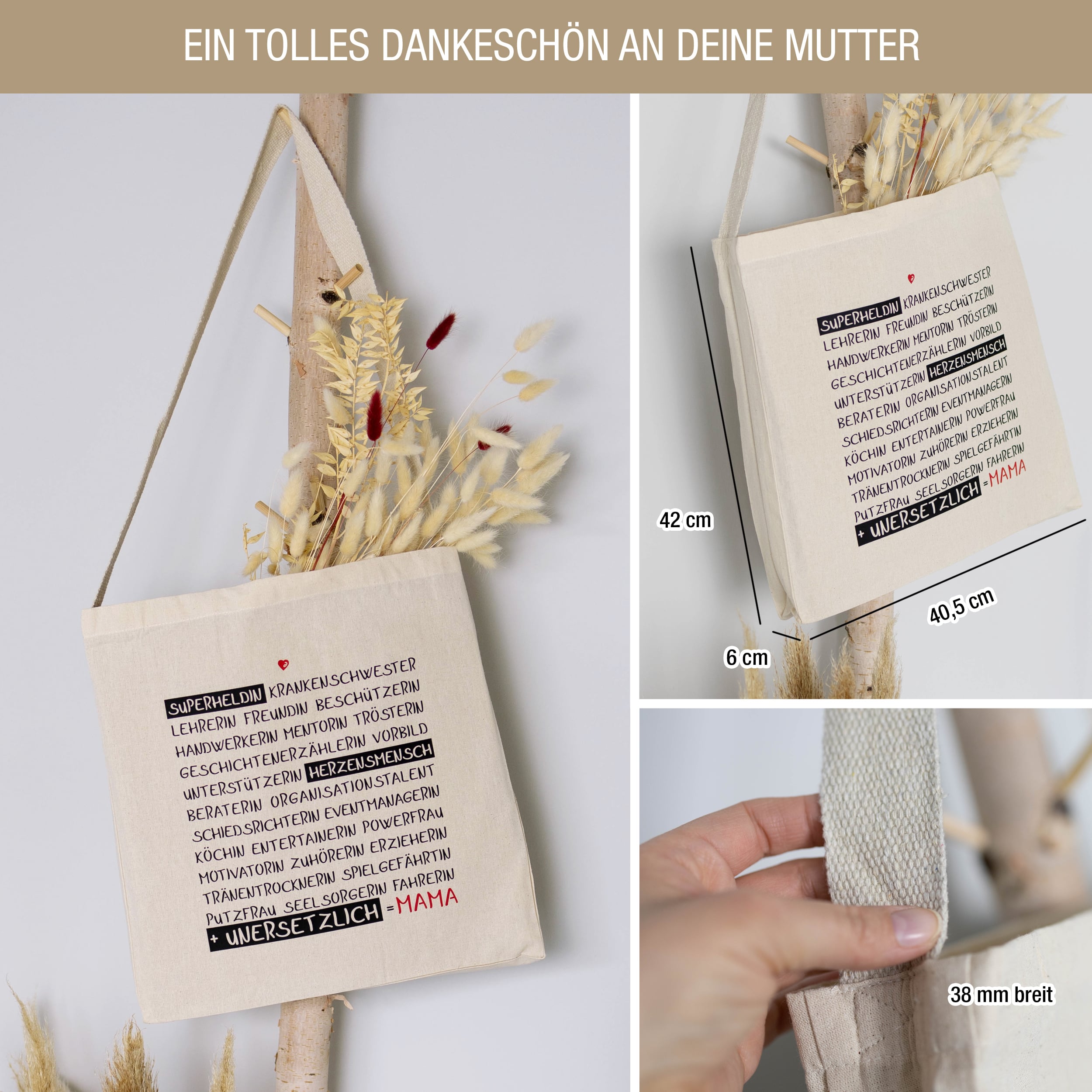 Baumwoll-Umhängetasche "Mama"