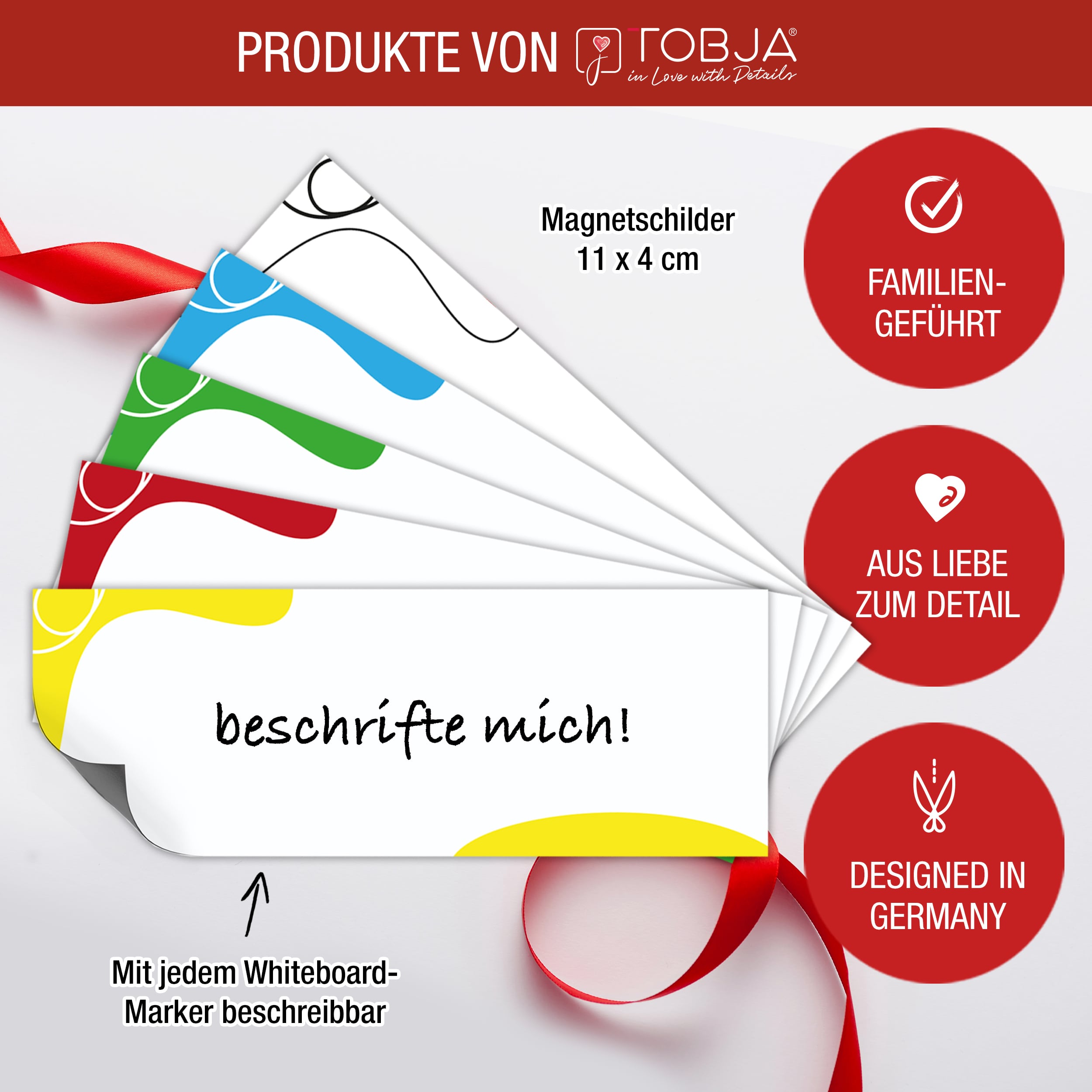 Beschreibbare Magnetstreifen: 50Stck. Bunt