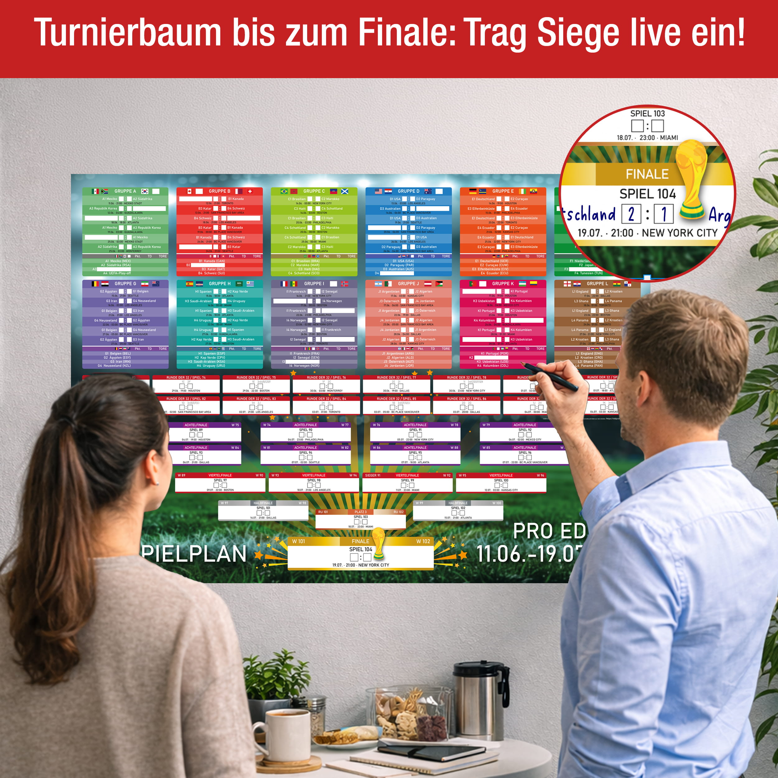 WM 2026 Spielplan DIN A1 – Fußball Poster zum Eintragen