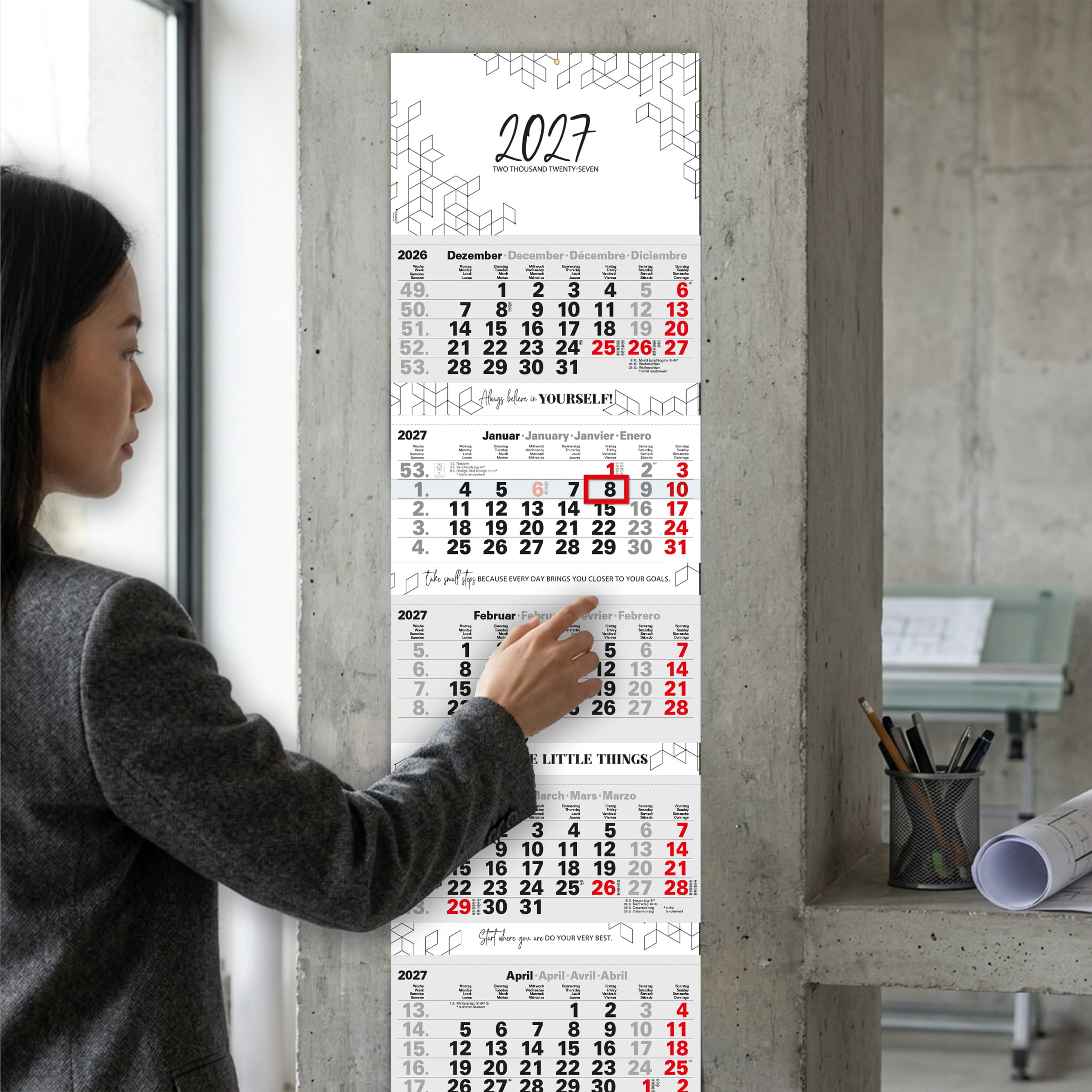 5-Monatskalender 2027 Block XL 33x115